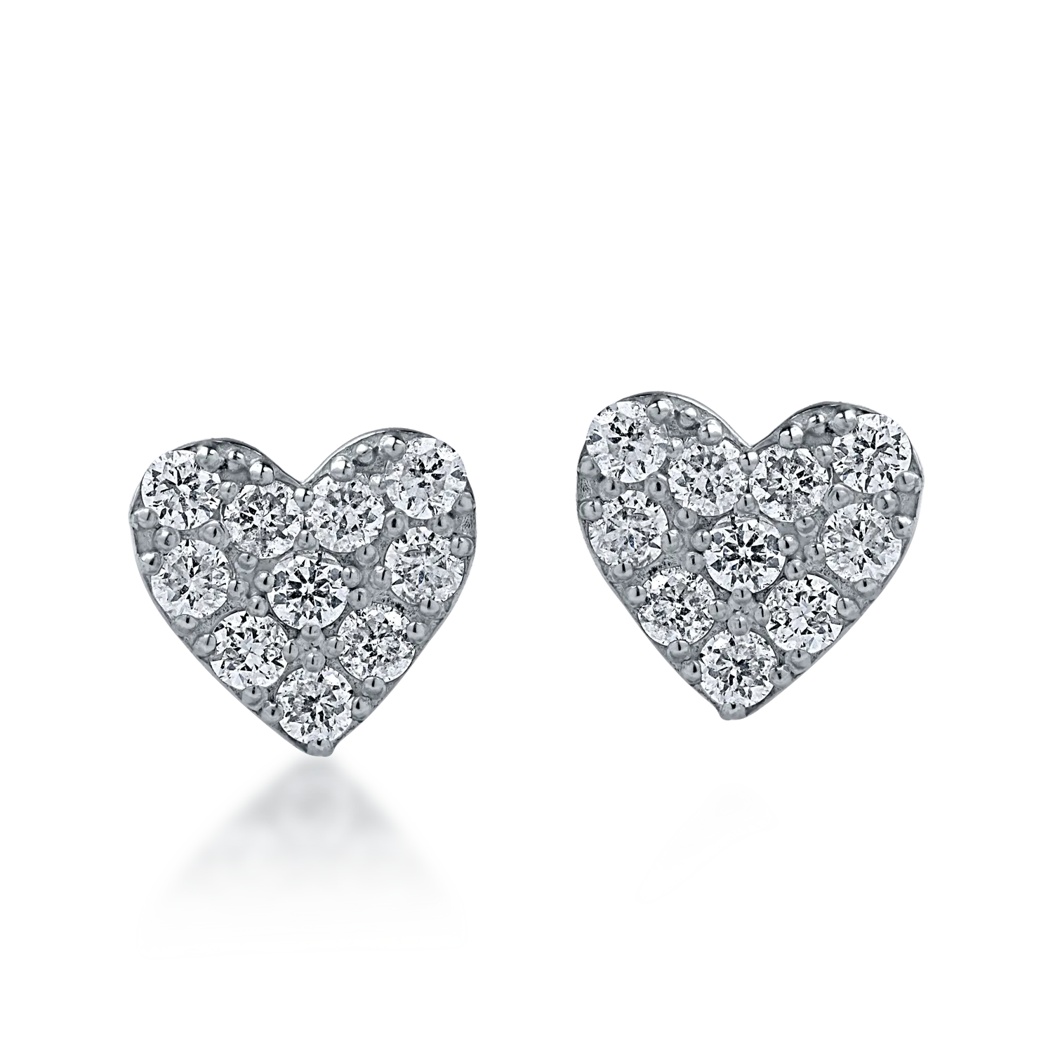 Fehérarany szívfülbevaló 0.22ct gyémántokkal
