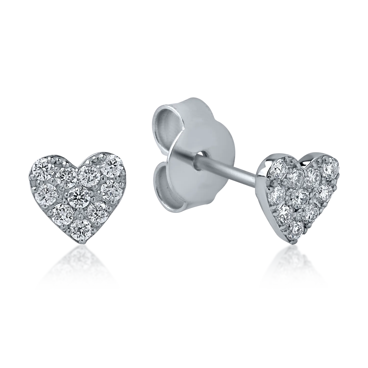 Kolczyki w kształcie serca z białego złota z diamentami o masie 0.22ct