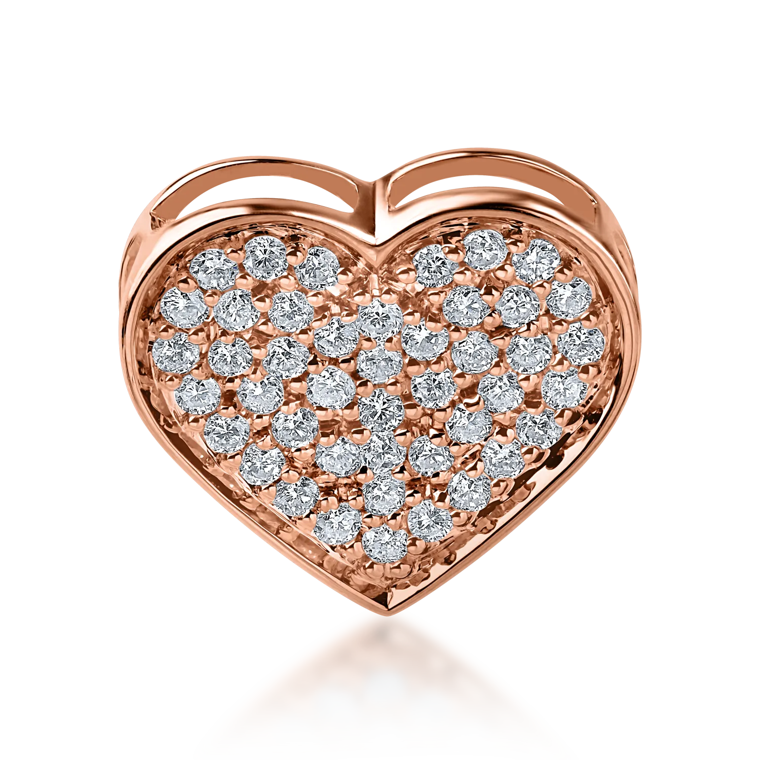 Pandantiv inima din aur roz cu diamante de 0.28ct