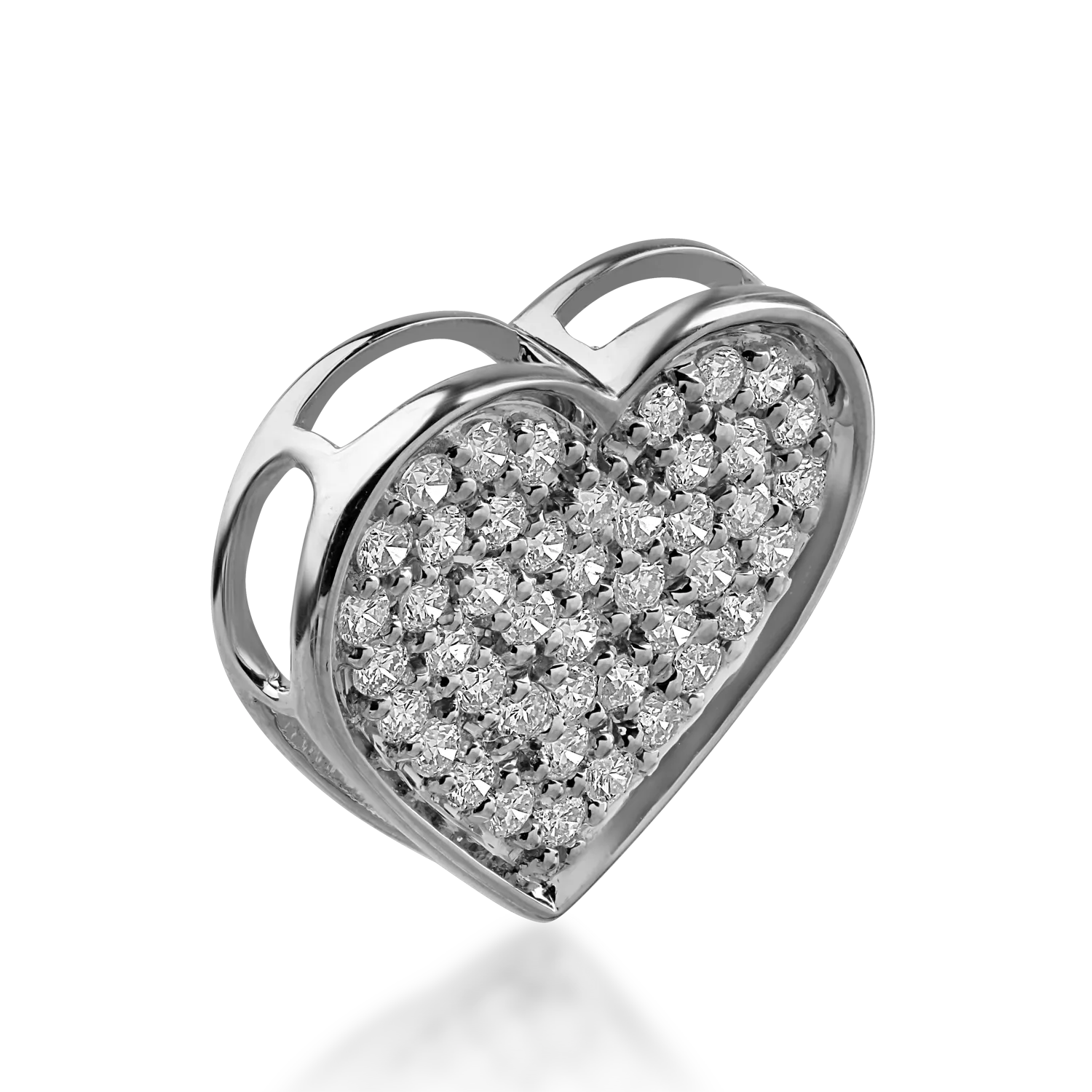 Pandantiv inima din aur alb cu diamante de 0.28ct