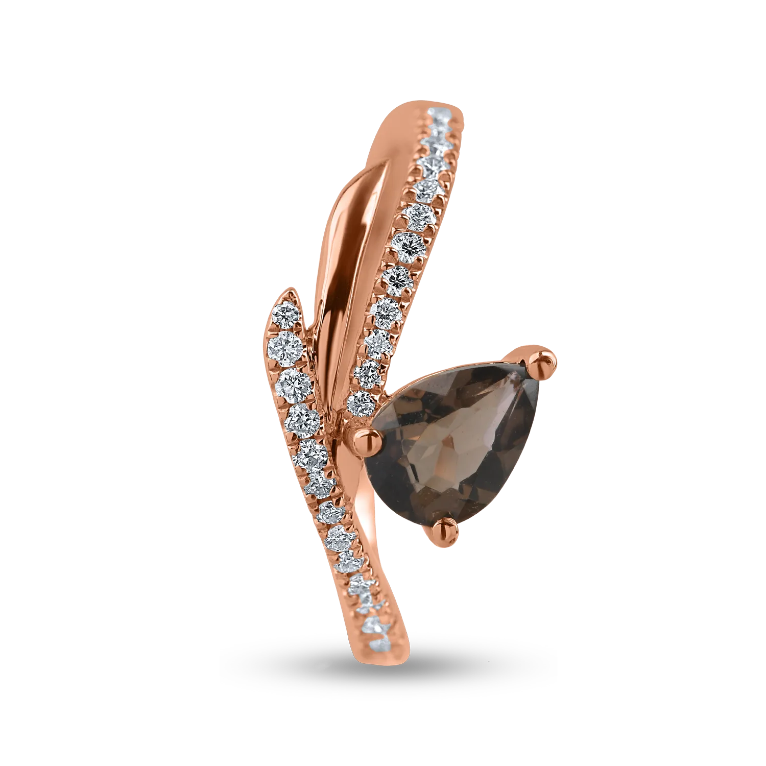 Rose gold ring with 0.58ct smoky quartz and 0.177ct diamonds