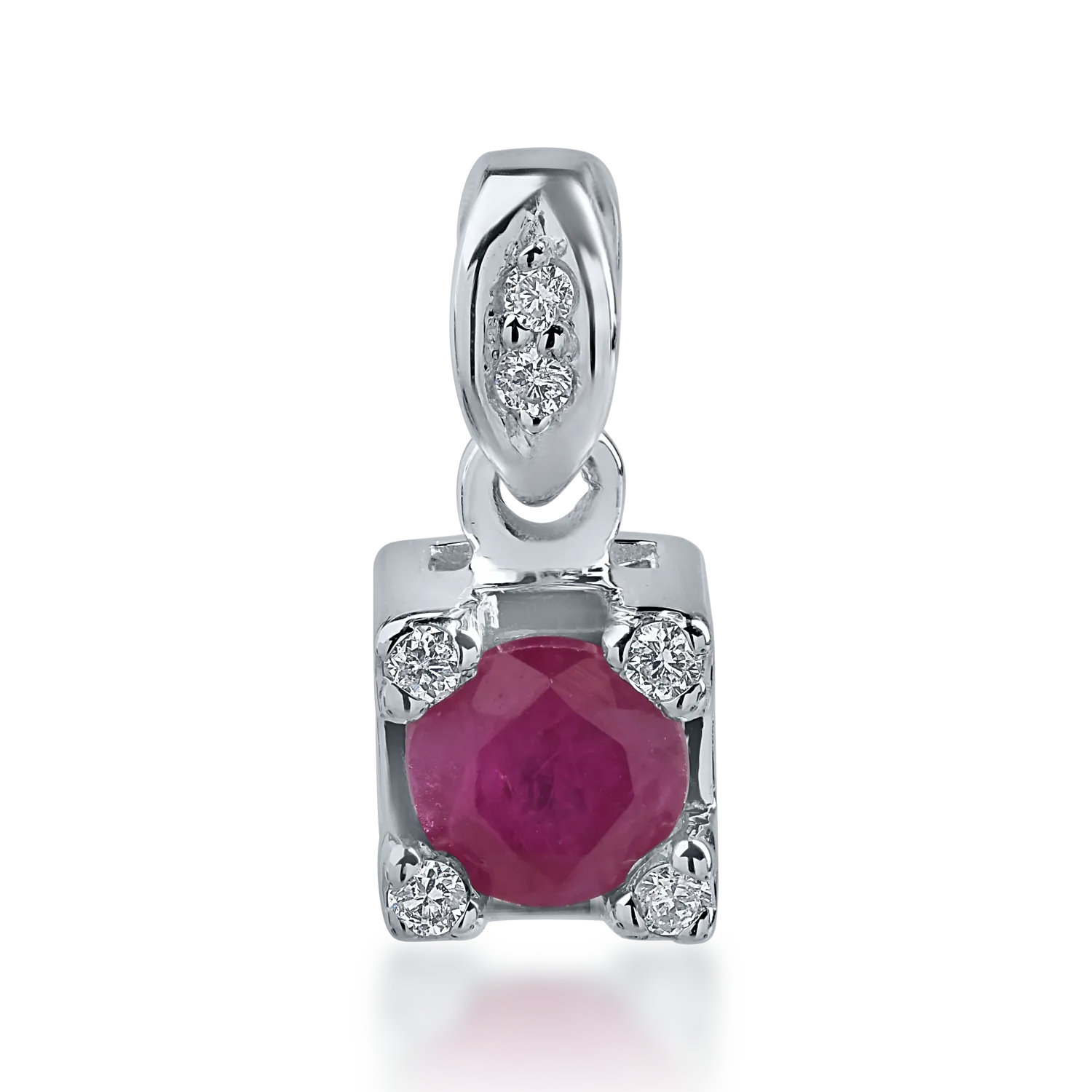 White gold pendant with 0.27ct ruby ​​and 0.04ct diamonds