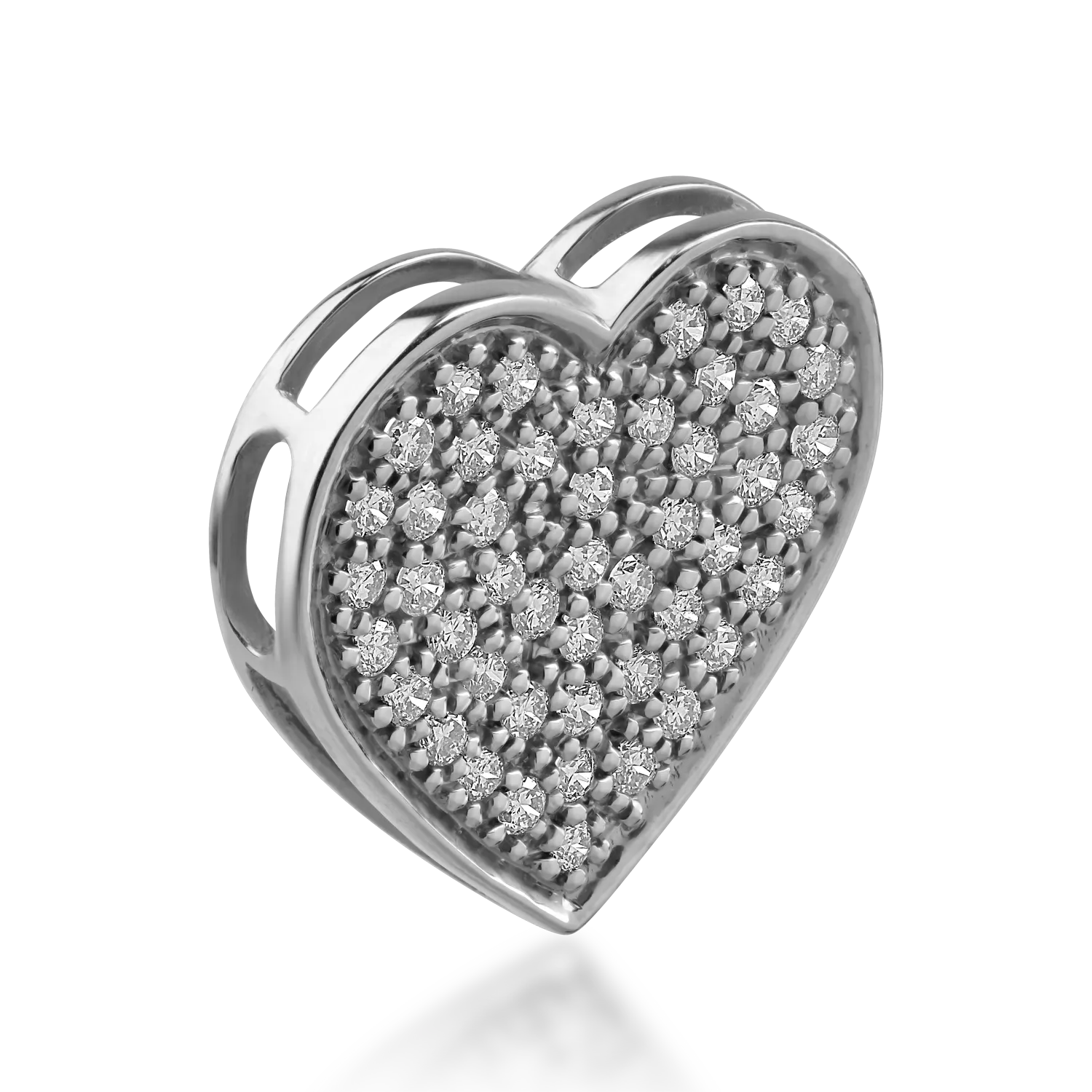 Pandantiv inima din aur alb cu diamante de 0.33ct - imagine 2