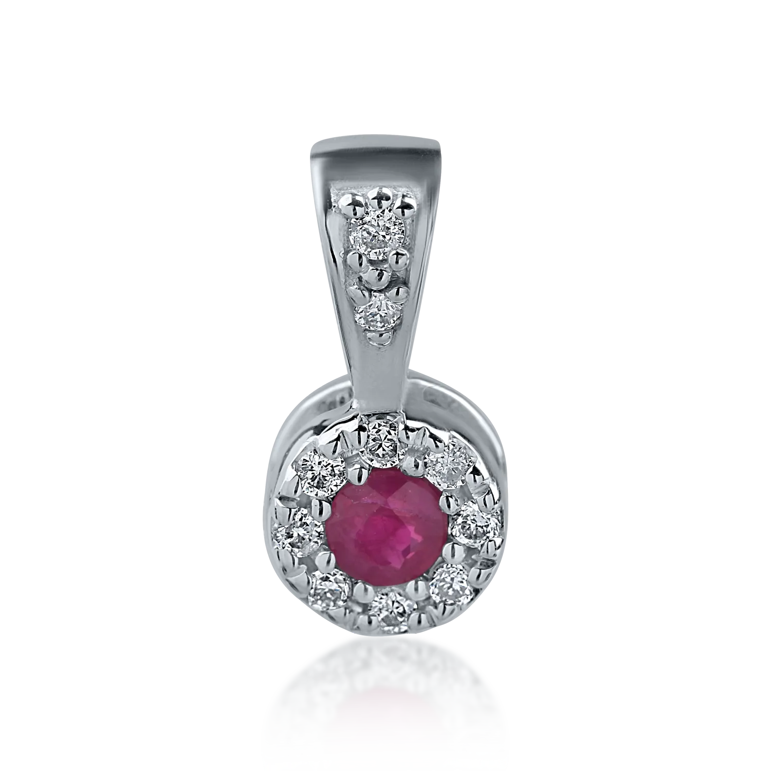 White gold pendant with 0.07ct ruby ​​and 0.06ct diamonds