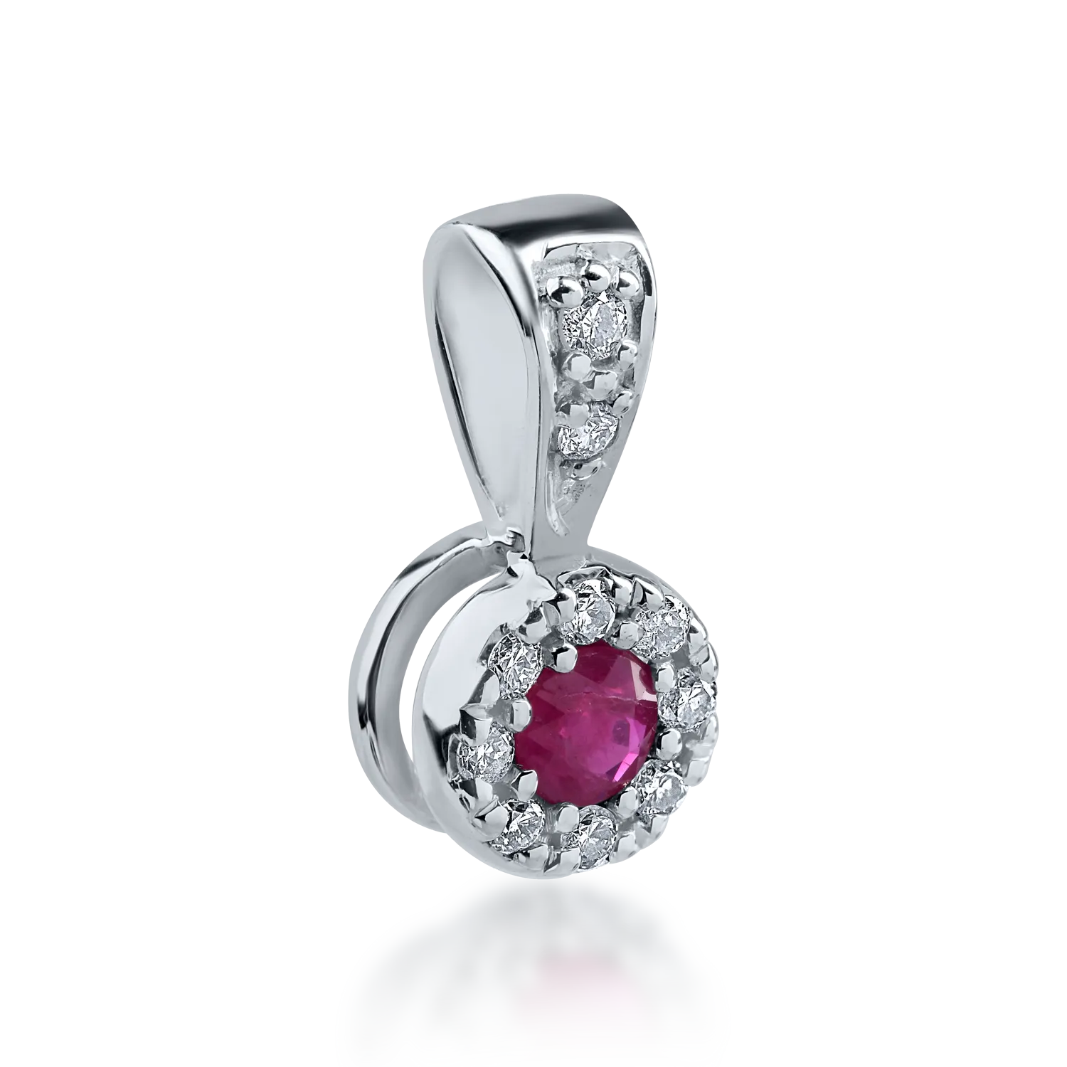 White gold pendant with 0.07ct ruby ​​and 0.06ct diamonds
