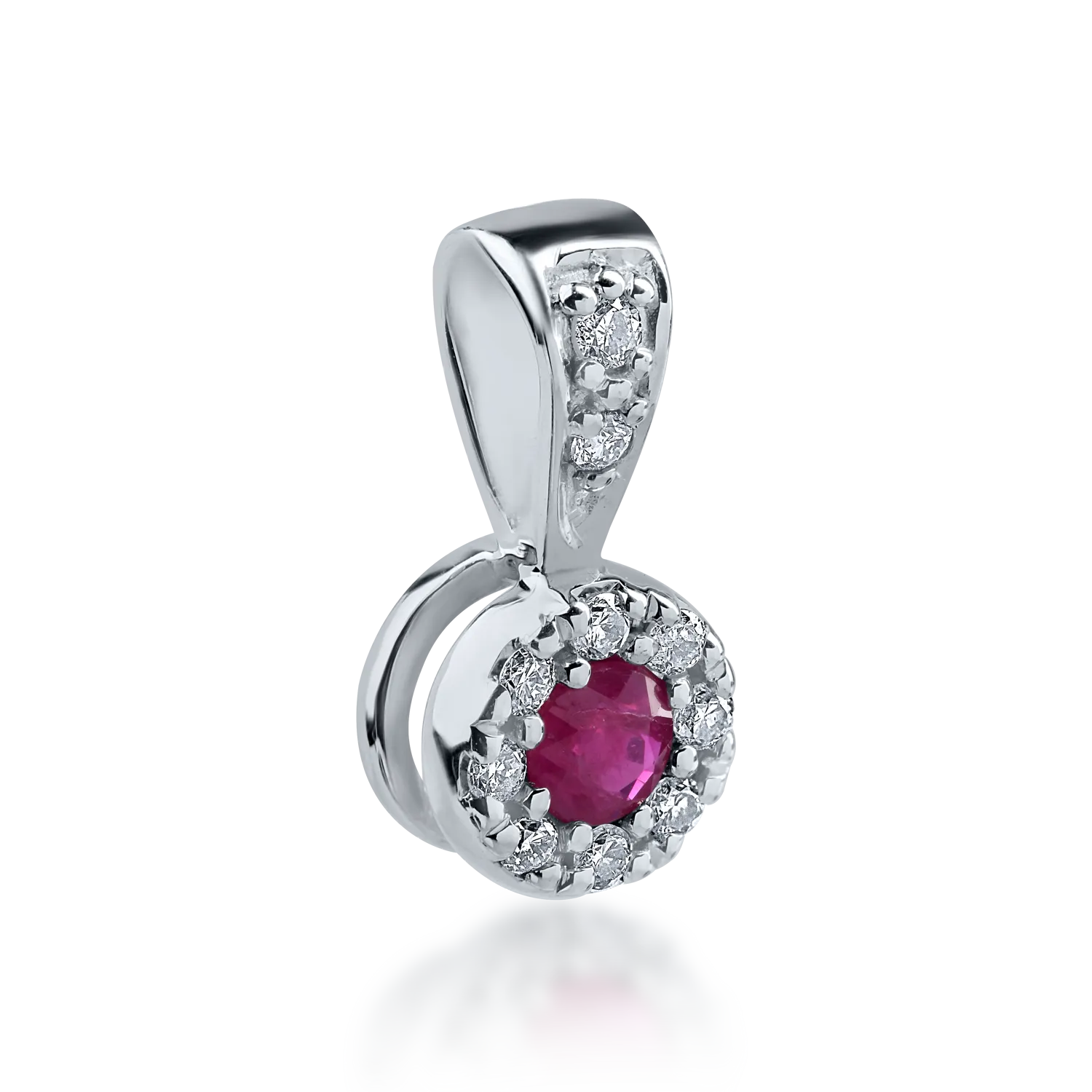 Pandantiv din aur alb cu rubin de 0.07ct si diamante de 0.06ct