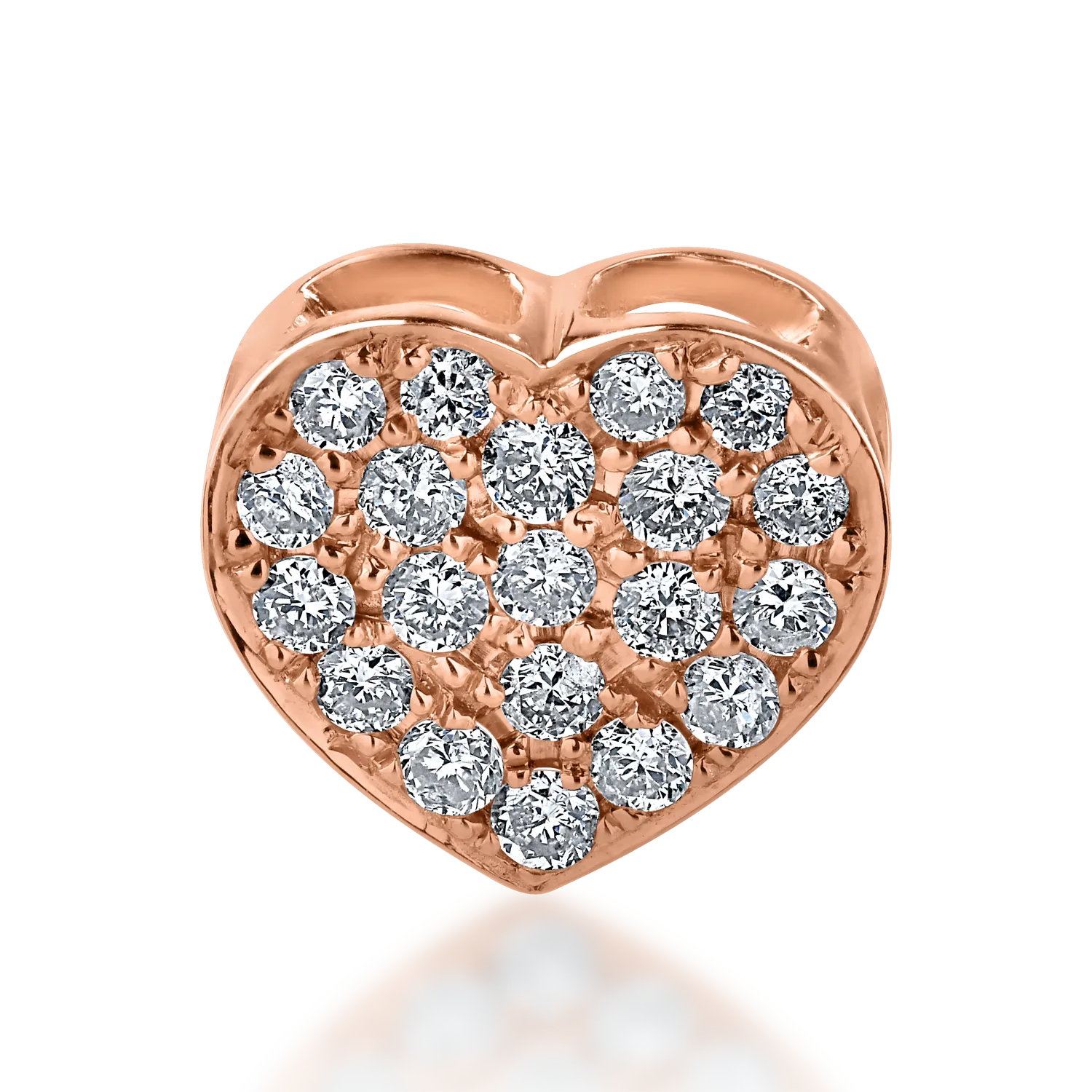 Róza arany szívű medál 0.22ct gyémántokkal