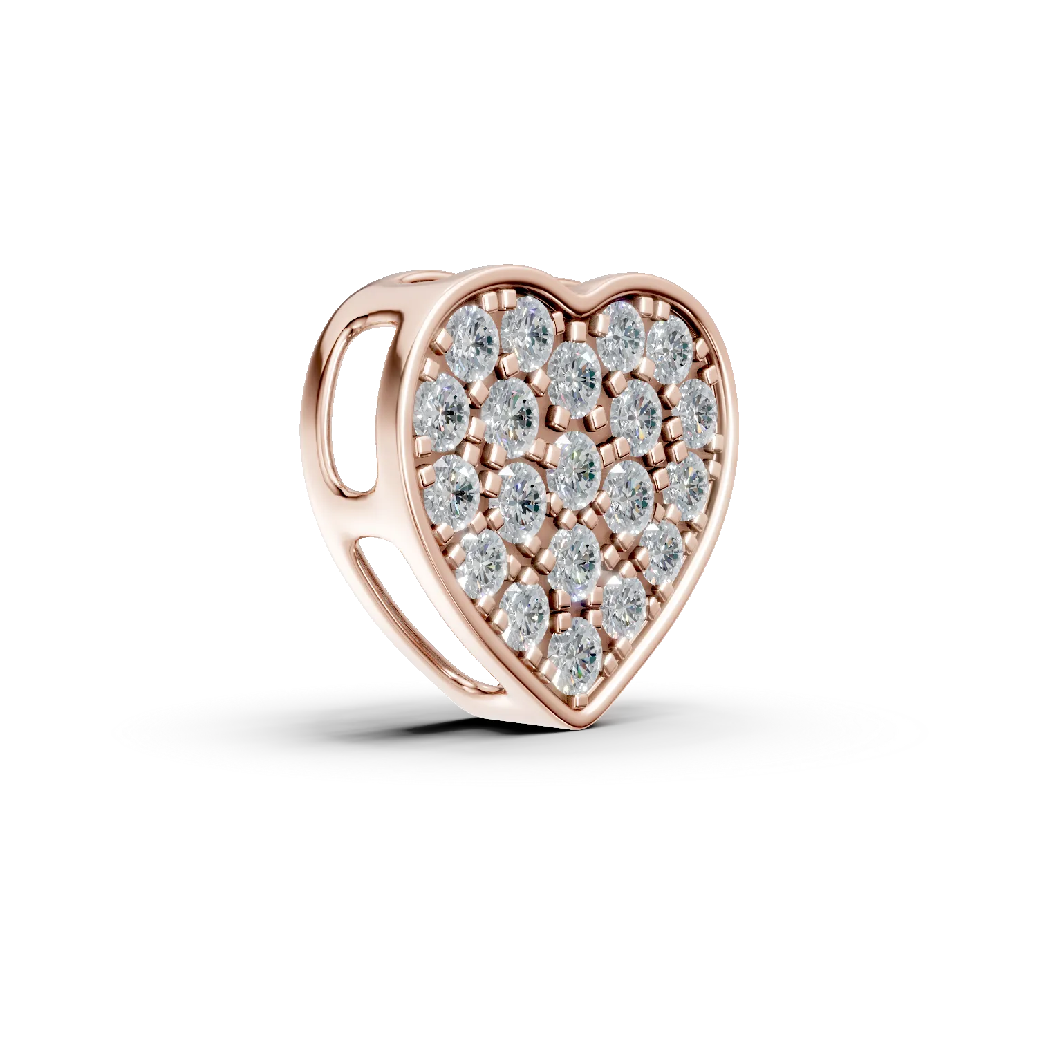 Pandantiv inima din aur roz cu diamante de 0.22ct
