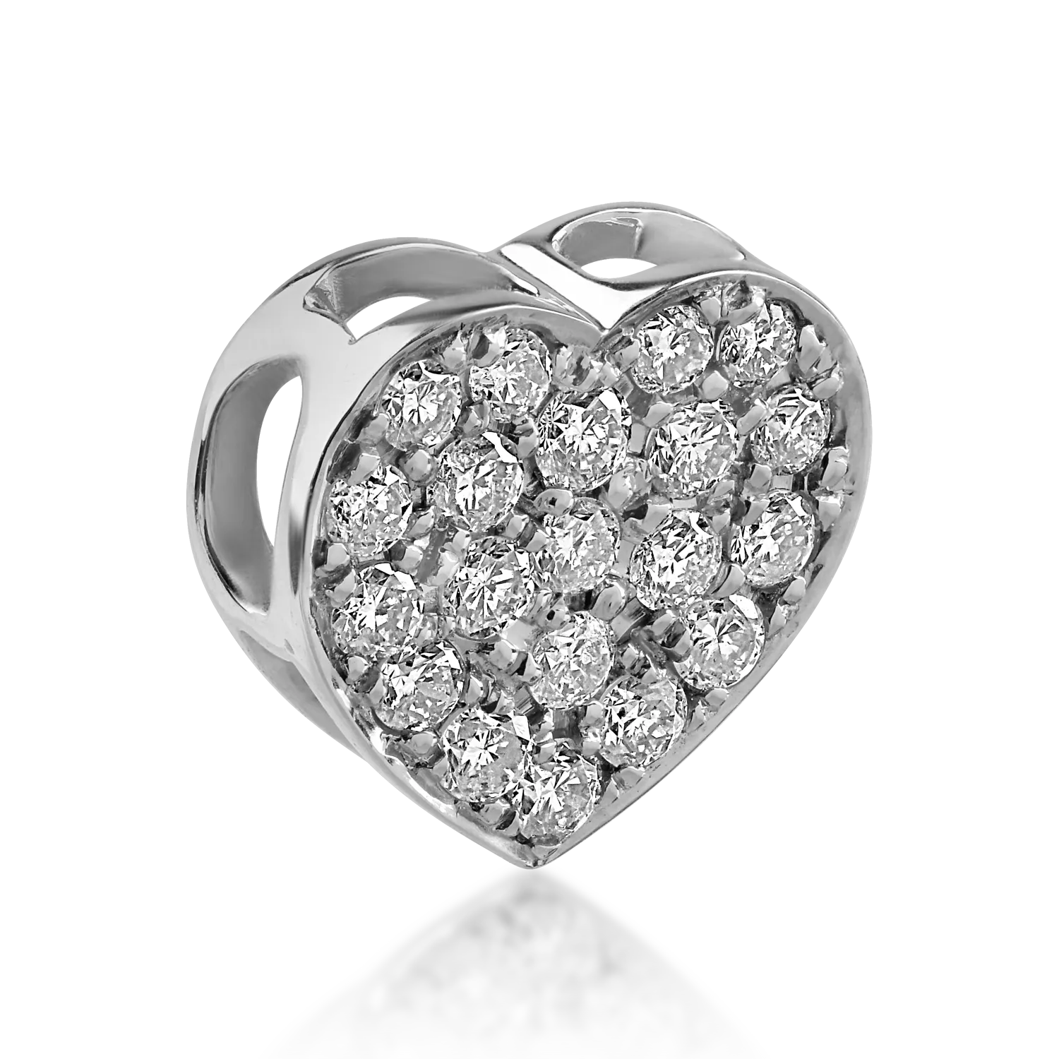 Pandantiv inima din aur alb cu diamante de 0.22ct
