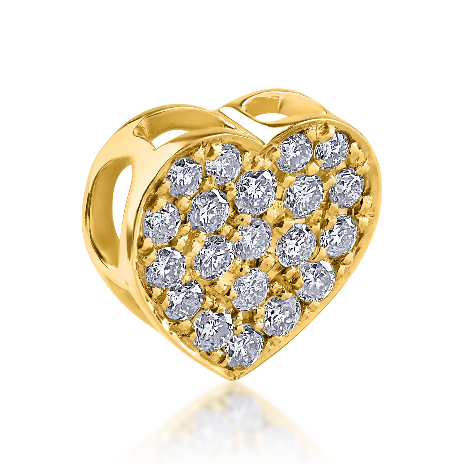 Yellow gold heart pendant with 0.22ct diamonds