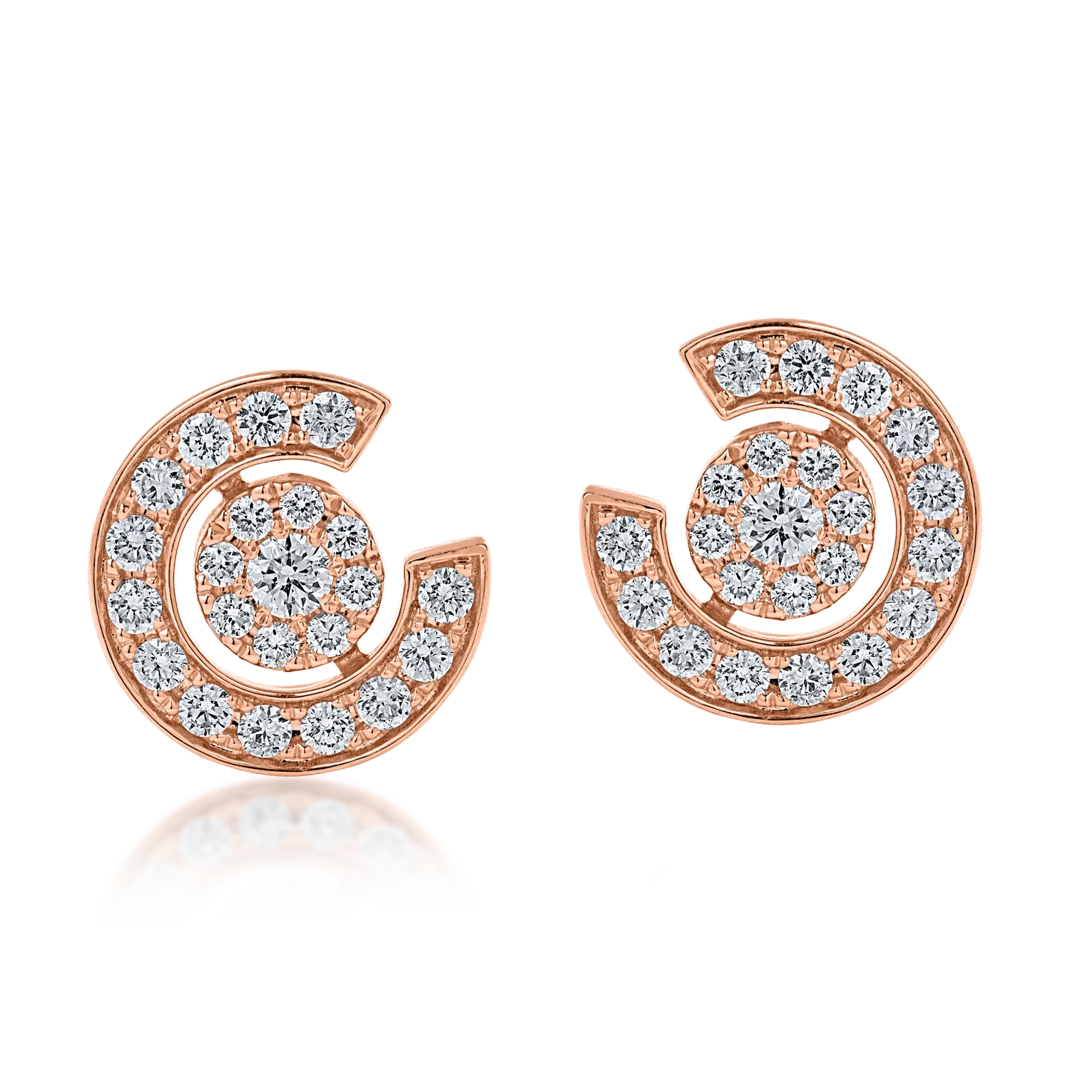 Cercei geometrici din aur roz cu diamante de 0.9ct