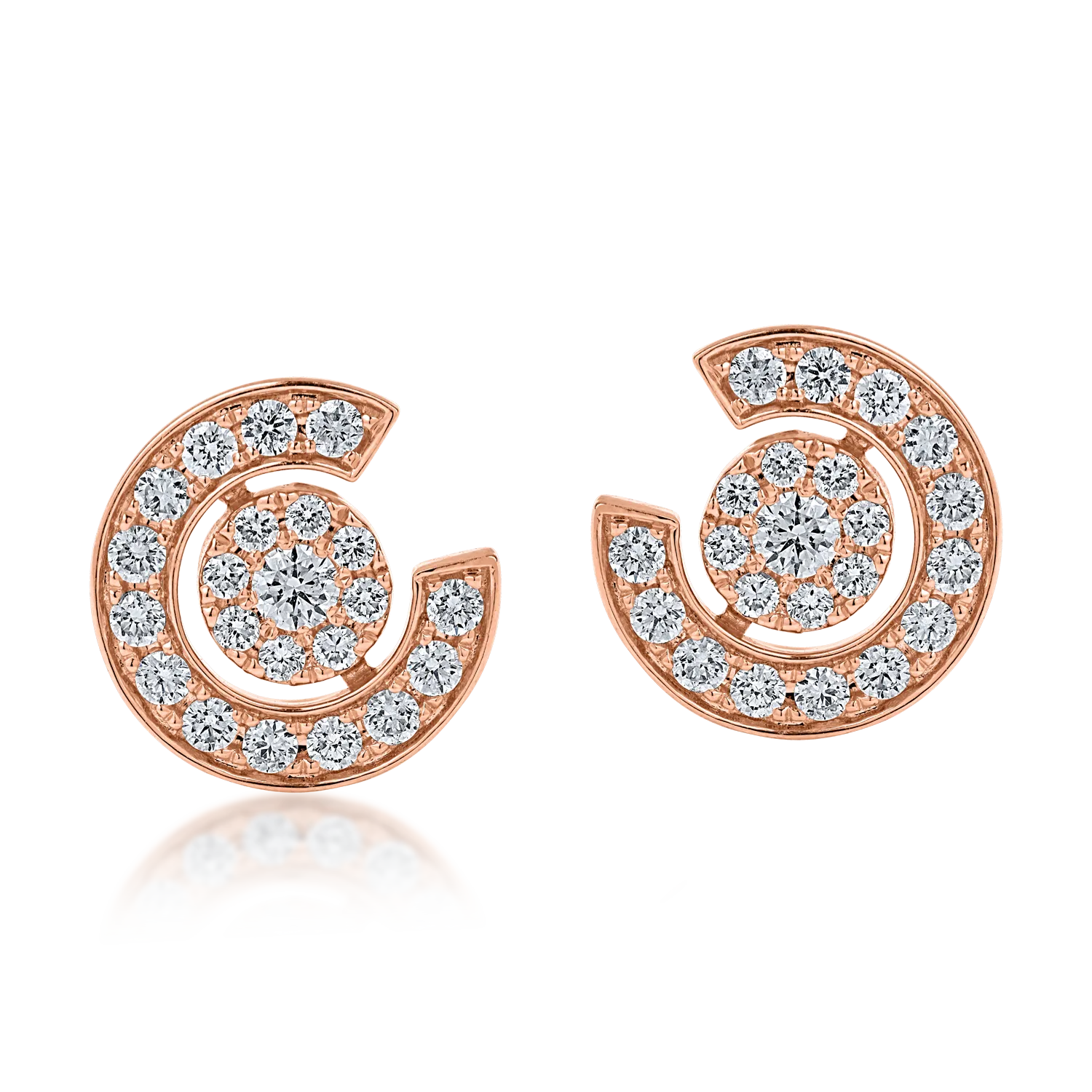 Cercei geometrici din aur roz cu diamante de 0.9ct-164943