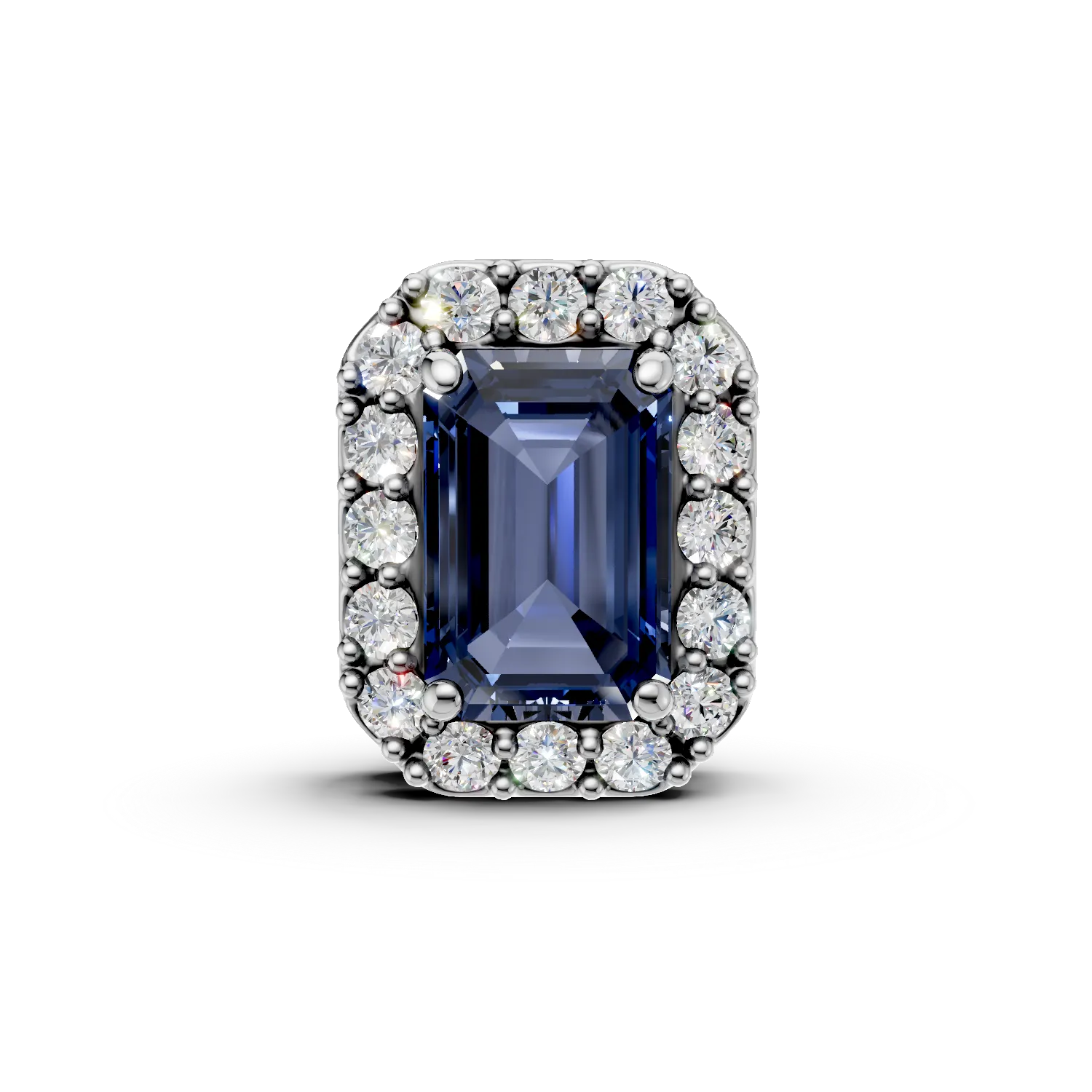 Pandantiv din aur alb cu safir rectangular de 0.46ct si diamante de 0.11ct