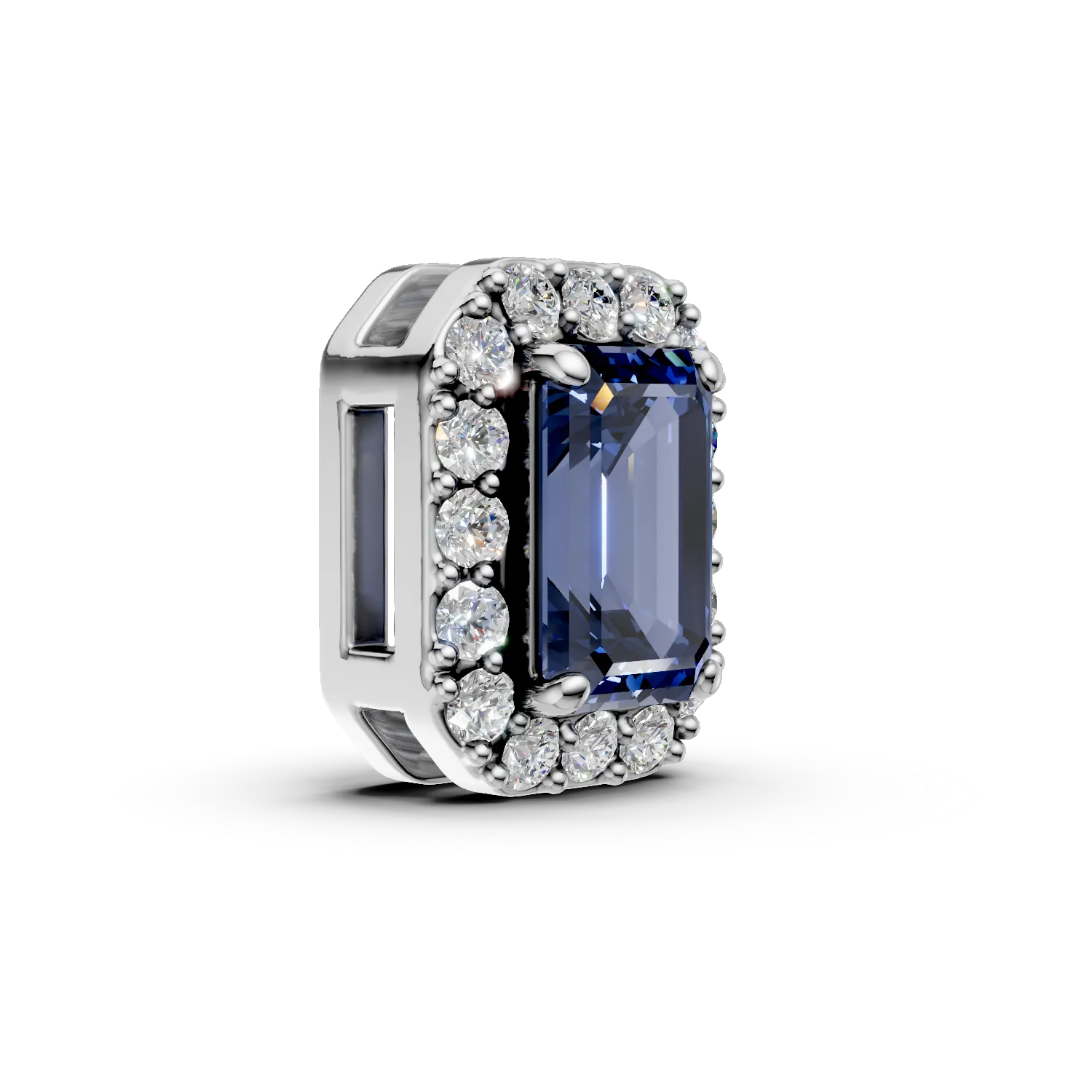 Pandantiv din aur alb cu safir de 0.46ct si diamante de 0.11ct