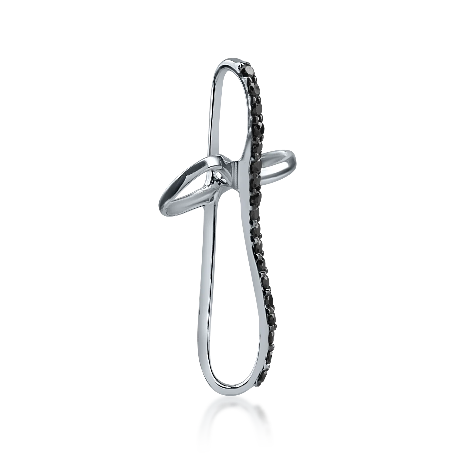 Pandantiv din aur alb cu diamante negre de 0.16ct