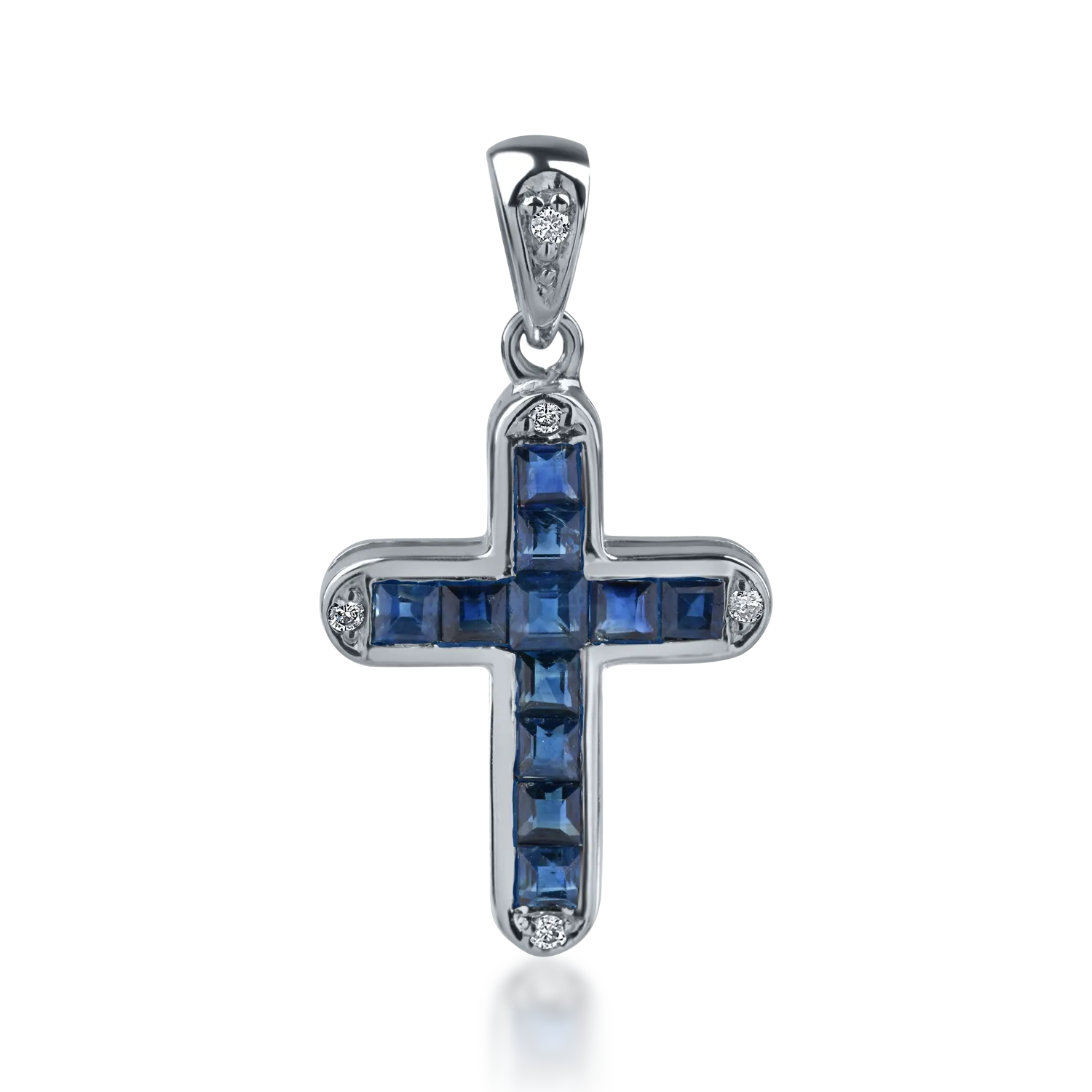 White gold cross pendant with 0.6ct sapphires and 0.03ct diamonds