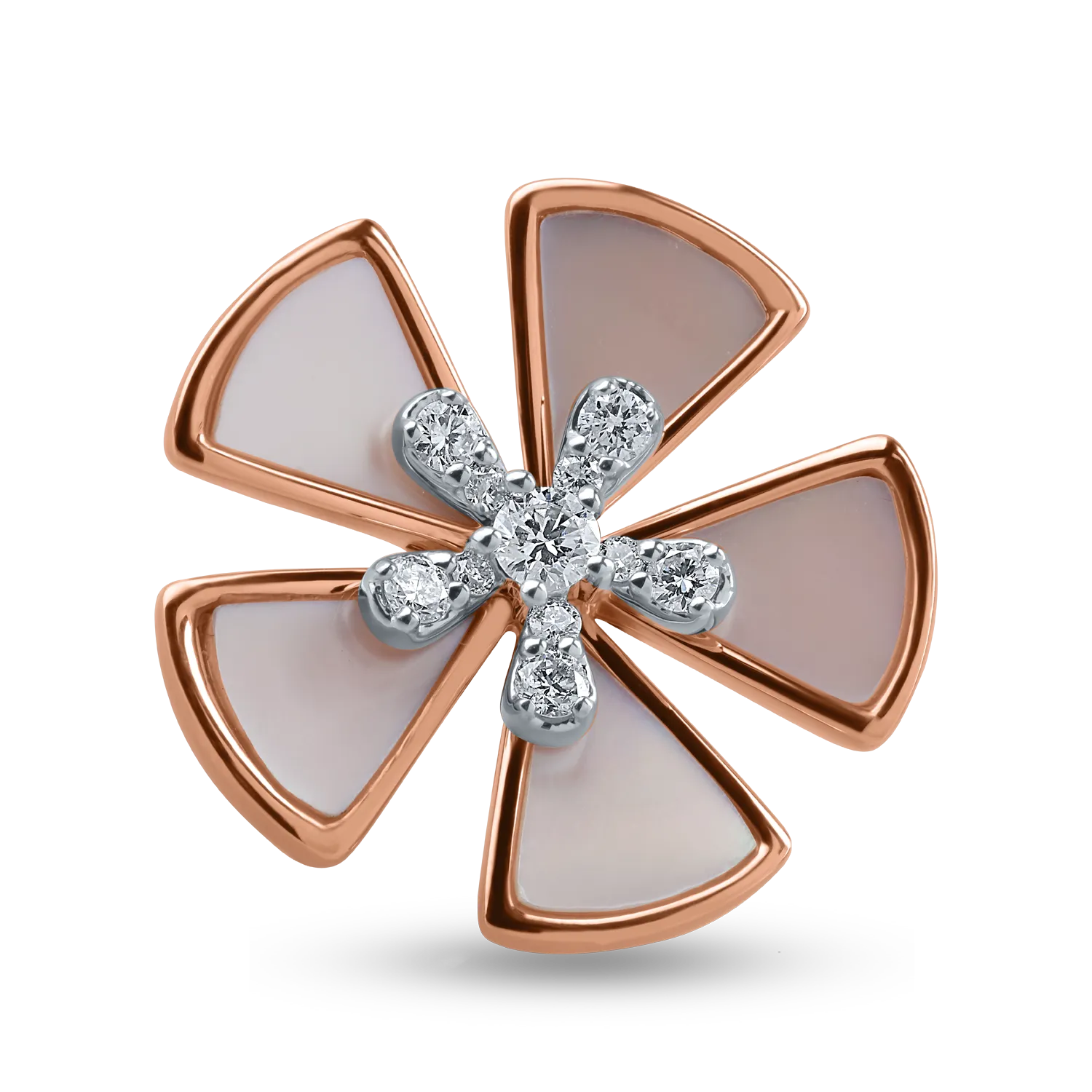 Rose gold flower ring with 2.355ct mother of pearl and 0.2ct diamonds