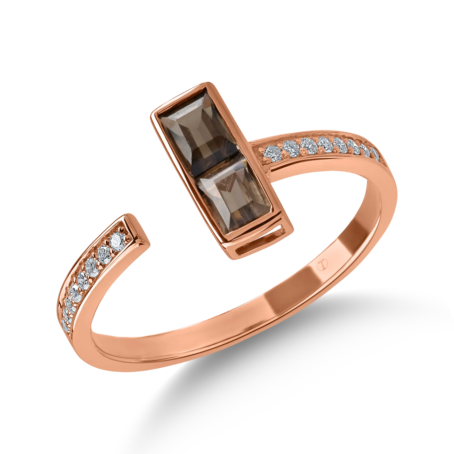 Rose gold ring with 0.33ct smoky quartz and 0.083ct diamonds
