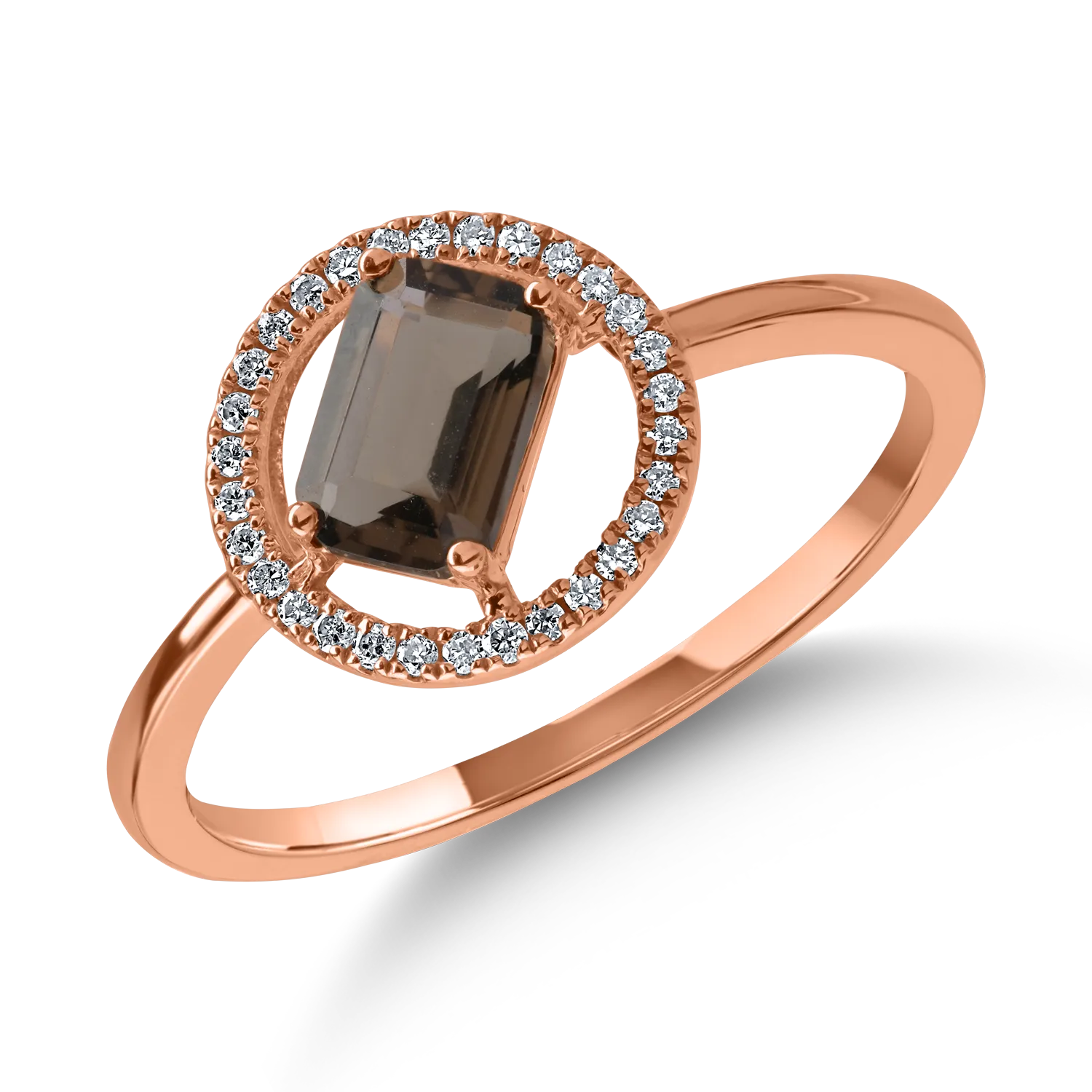 Rose gold ring with 0.56ct smoky quartz and 0.08ct diamonds