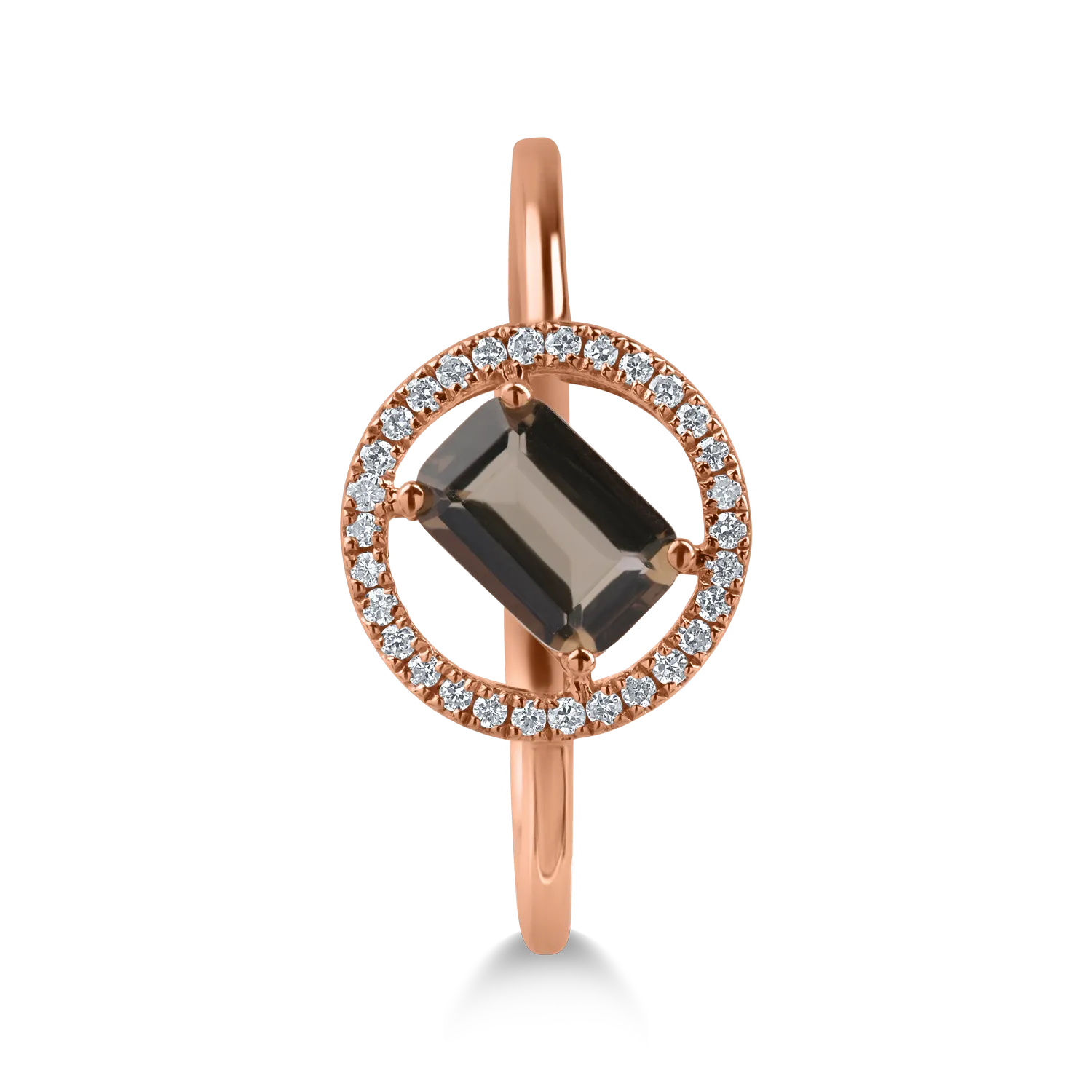 Rose gold ring with 0.56ct smoky quartz and 0.08ct diamonds