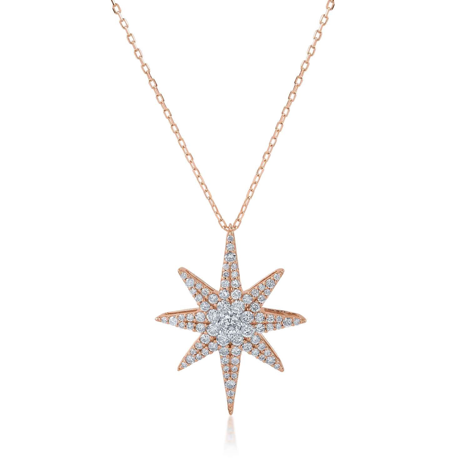 Rose gold star pendant necklace with 0.87ct diamonds