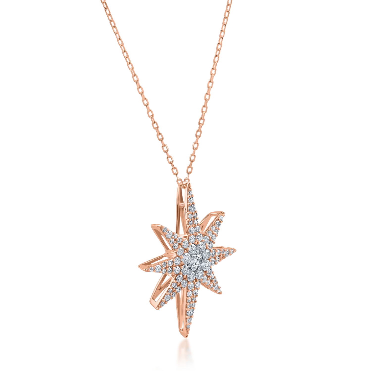 Łańcuszek w kształcie gwiazdki z różowego złota z diamentami o masie 0.87 ct