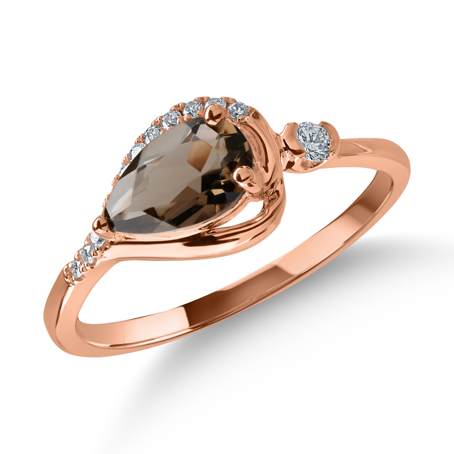 Rose gold ring with 0.67ct smoky quartz and 0.097ct diamonds