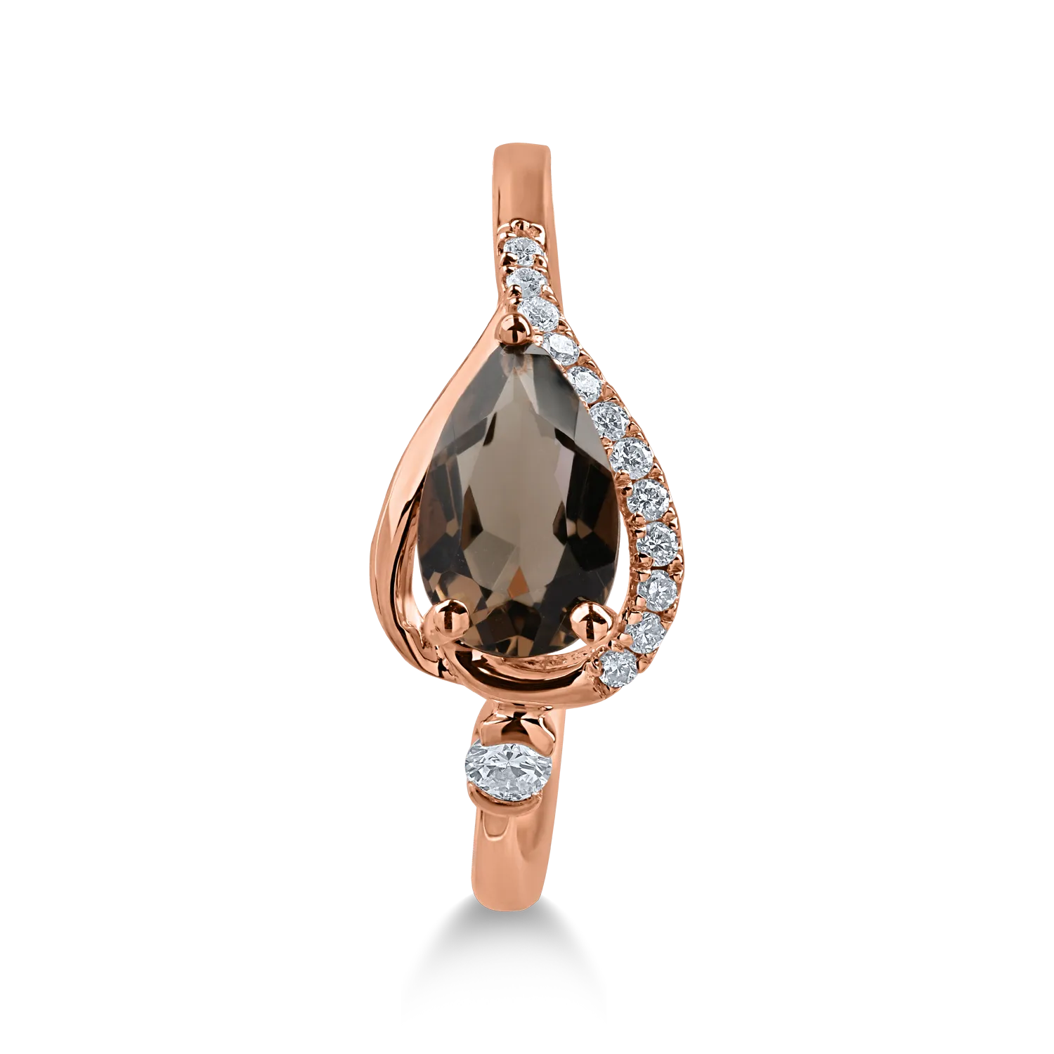 Rose gold ring with 0.67ct smoky quartz and 0.097ct diamonds