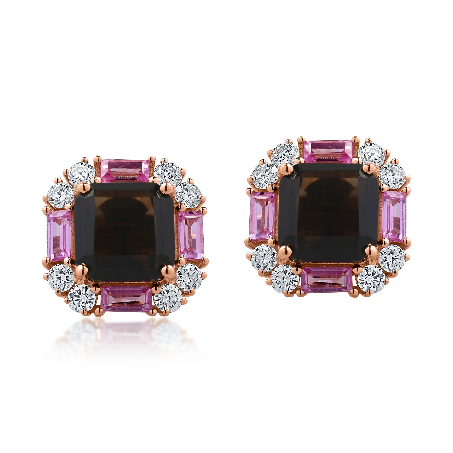 Rose gold earrings with 6.603ct precious and semi-precious stones