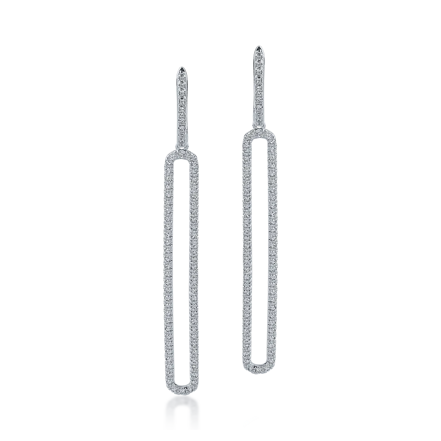 Cercei candelabru din aur alb cu diamante de 0.99ct - imagine 2