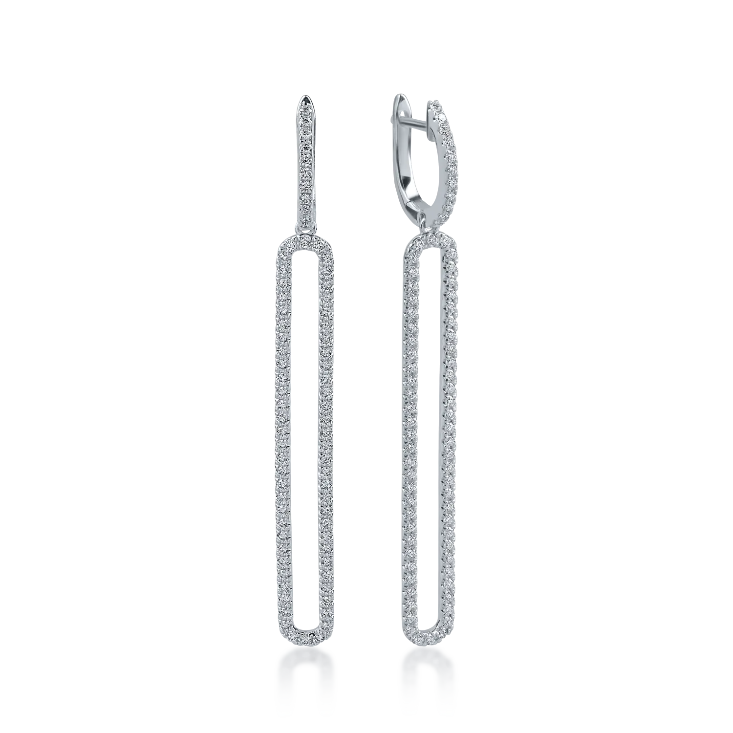 Cercei candelabru din aur alb cu diamante de 0.99ct