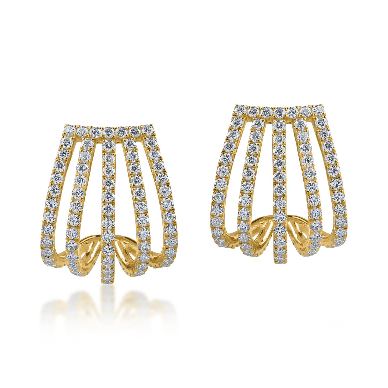 Yellow gold earrings with 2.78ct diamonds