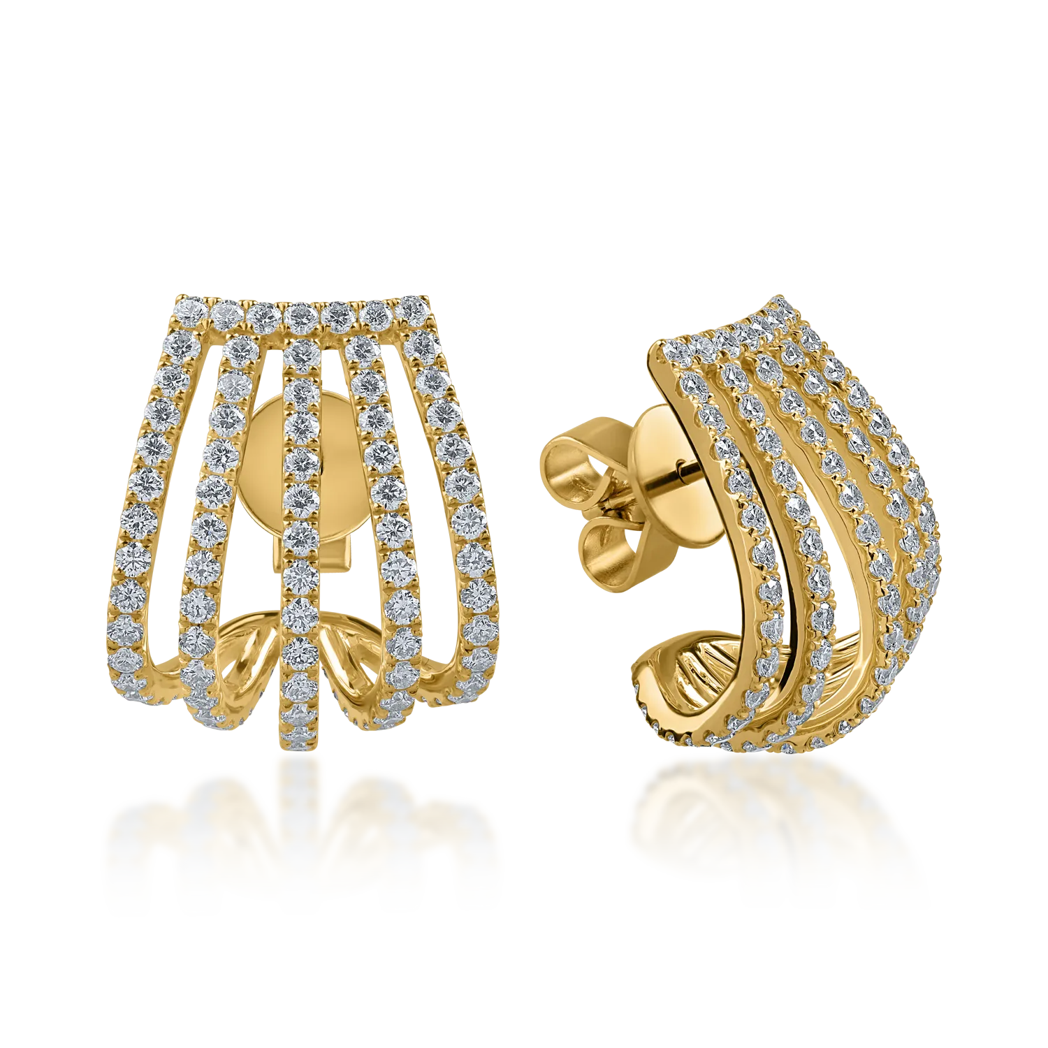 Yellow gold earrings with 2.78ct diamonds