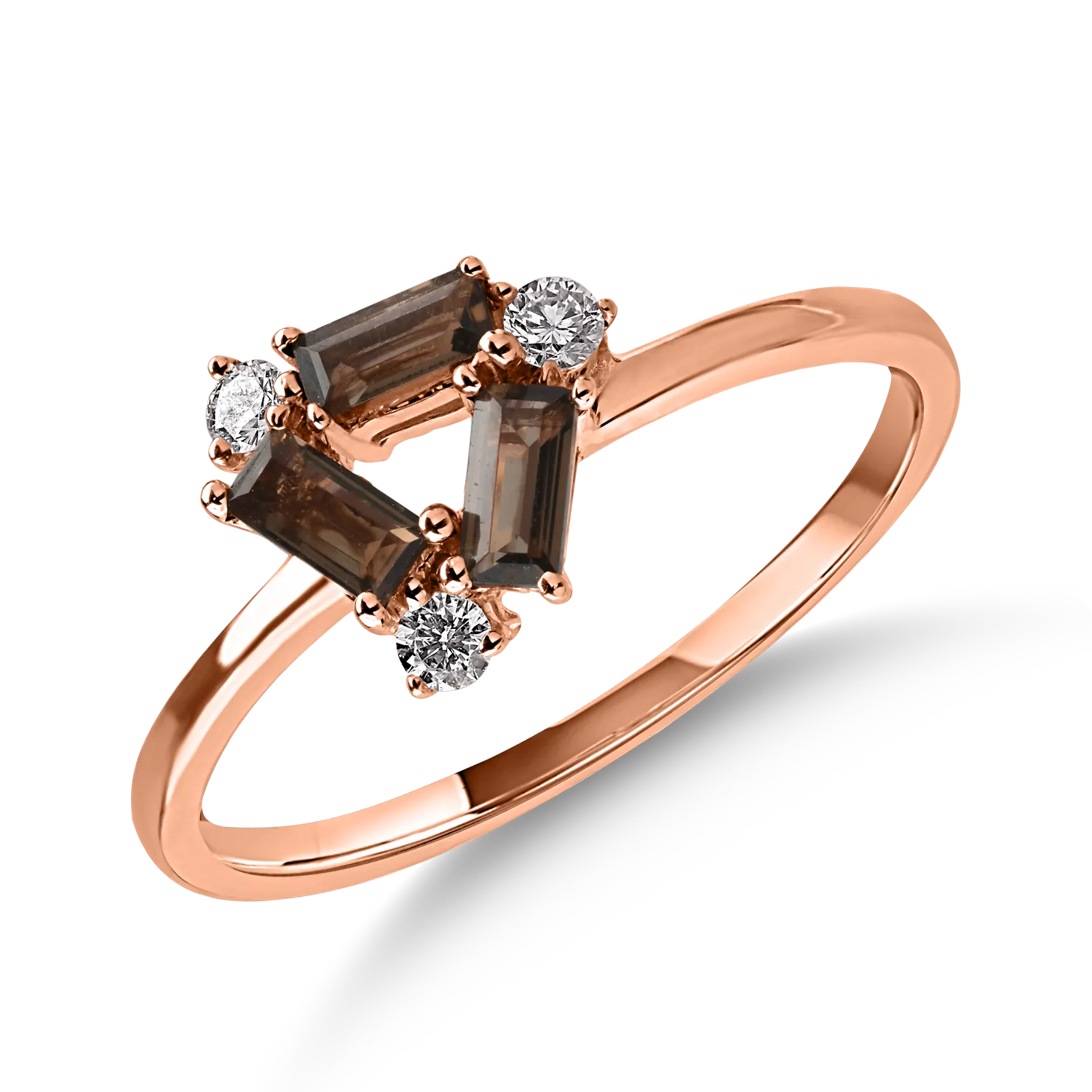 Rose gold ring with 0.3ct smoky quartz and 0.091ct diamonds