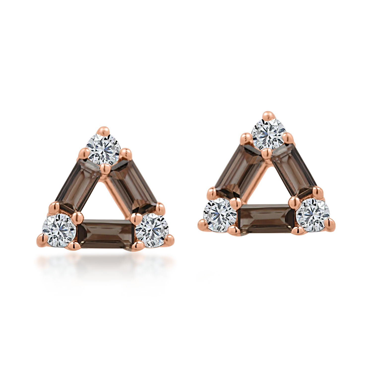 Rose gold earrings with 0.58ct smoky quartz and 0.325ct diamonds