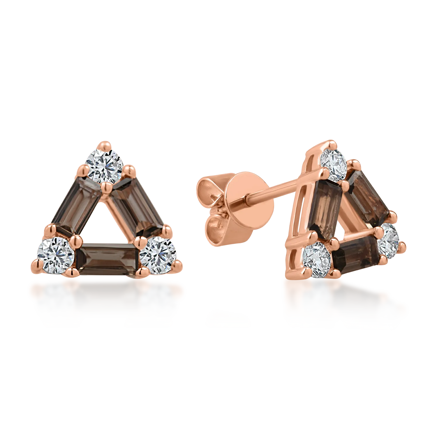 Rose gold earrings with 0.58ct smoky quartz and 0.325ct diamonds