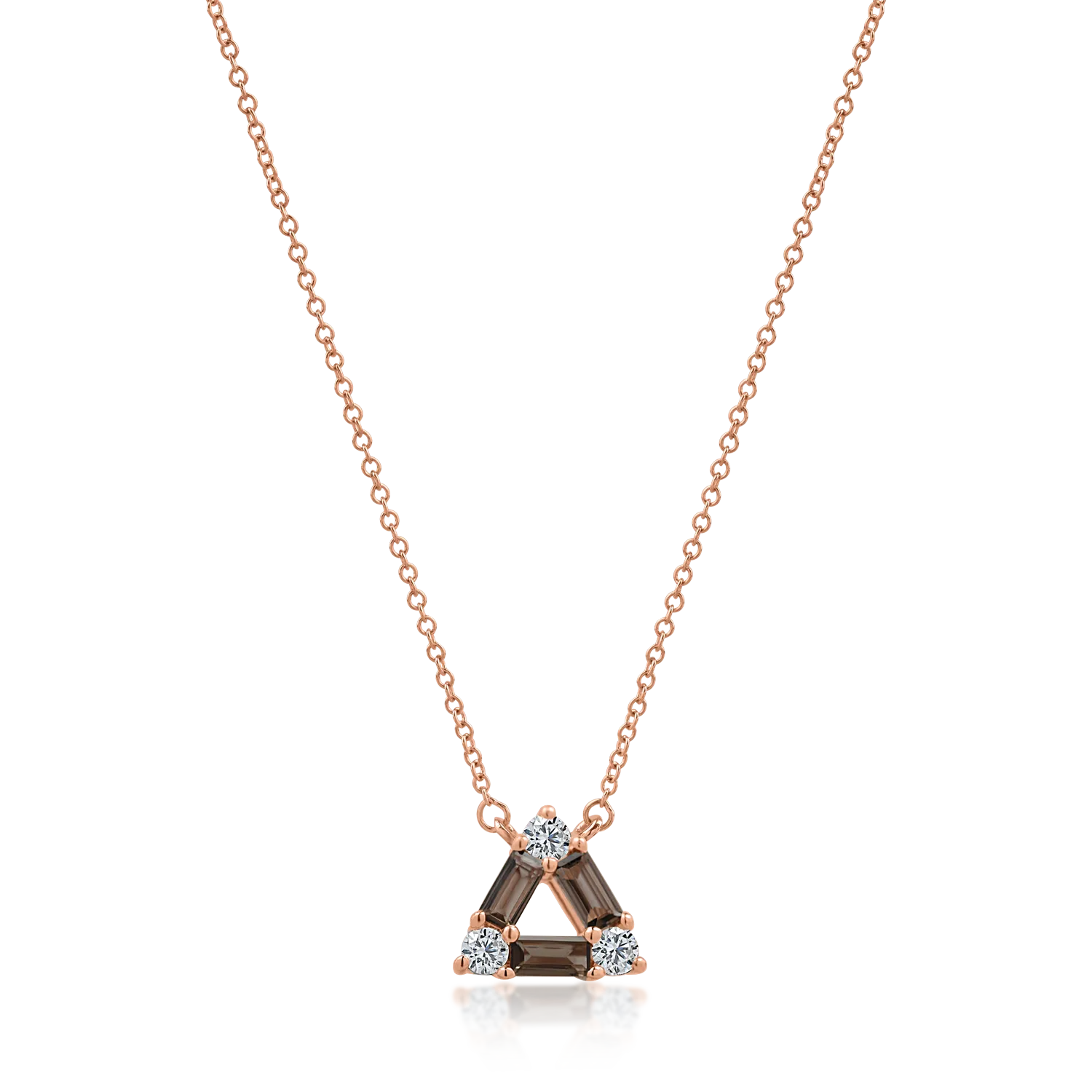 Rose gold pendant necklace with 0.29ct smoky quartz and 0.157ct diamonds