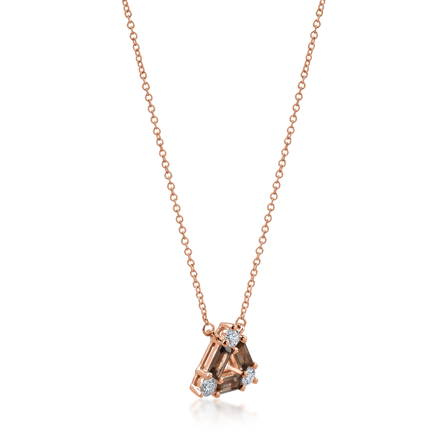Rose gold pendant necklace with 0.29ct smoky quartz and 0.157ct diamonds