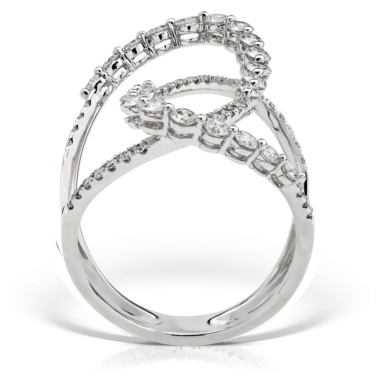 Inel geometric din aur alb cu diamante de 1.0ct