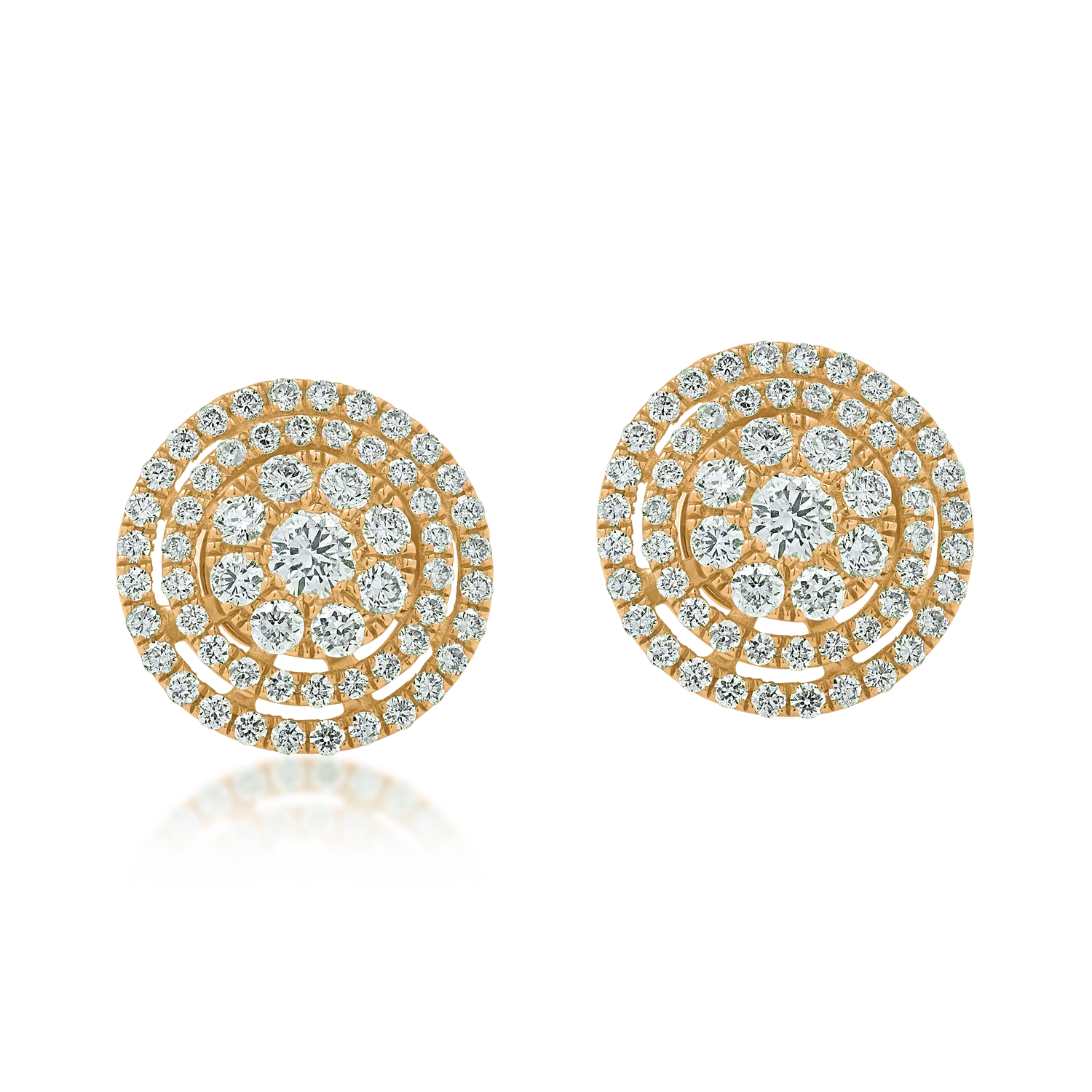 Sárga arany kerek fülbevaló 0.85ct gyémántokkal-165072