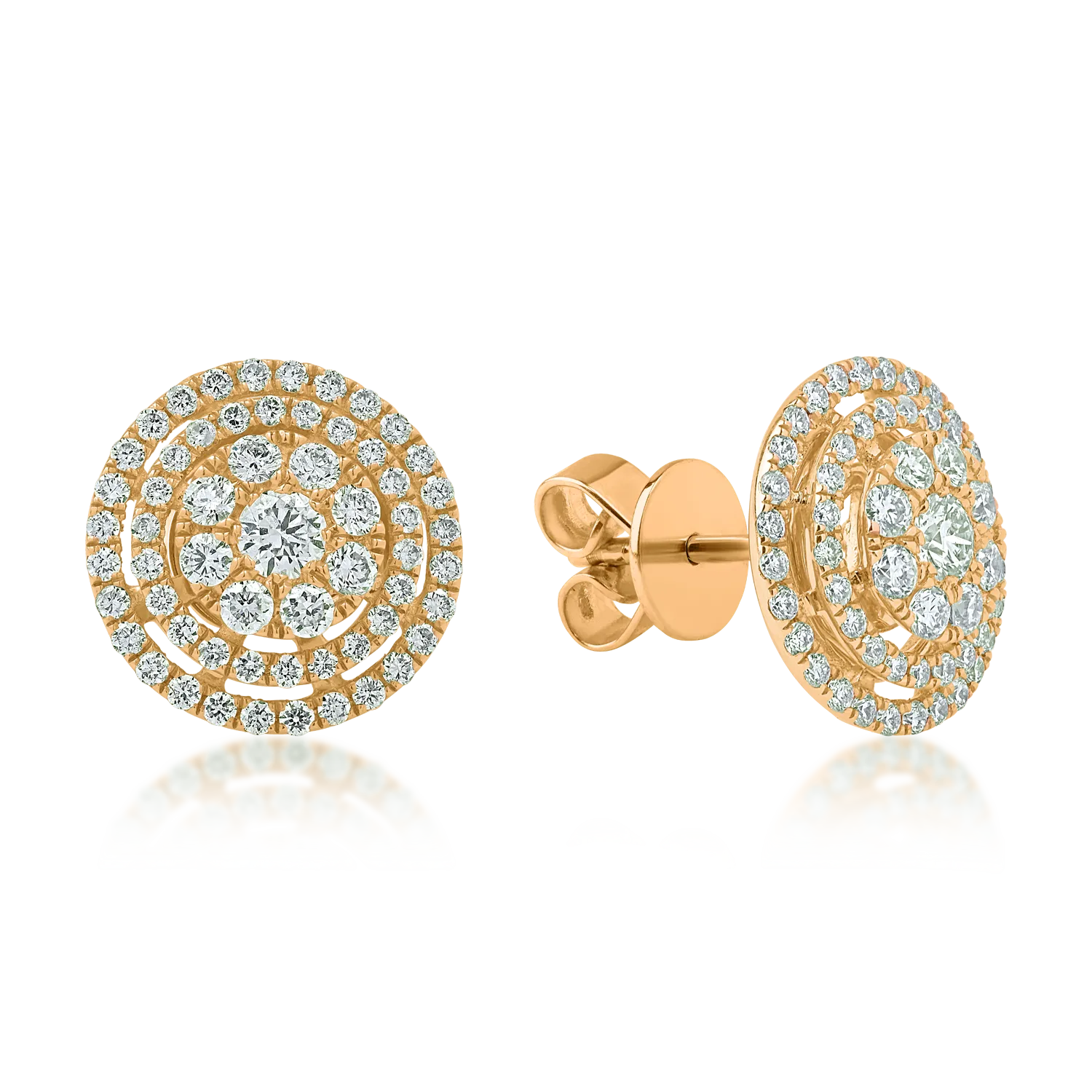 Sárga arany kerek fülbevaló 0.85ct gyémántokkal