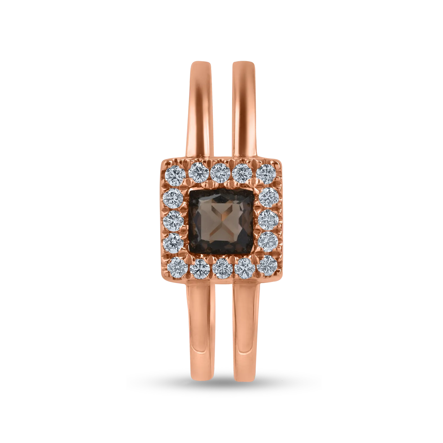 Inel din aur roz cu quartz fumuriu de 0.29ct si diamante de 0.11ct