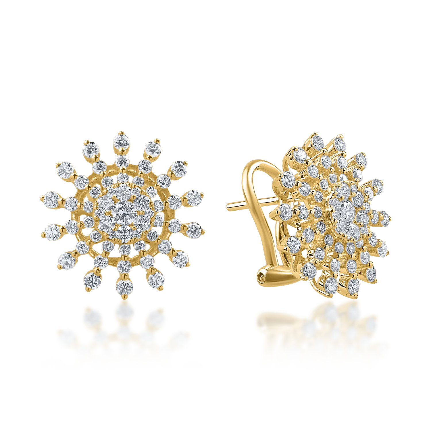 Yellow gold earrings with 1.5ct diamonds