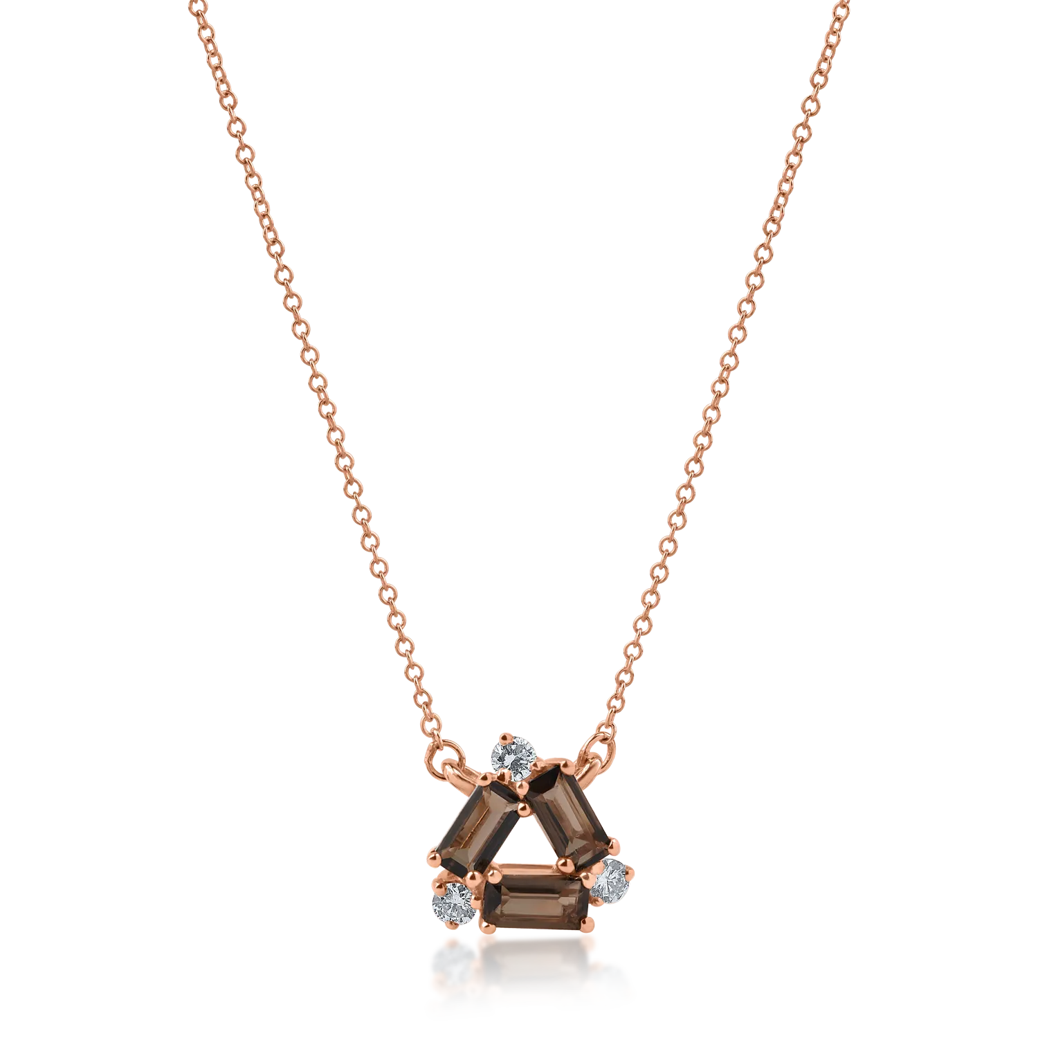 Rose gold pendant necklace with 0.31ct smoky quartz and 0.091ct diamonds