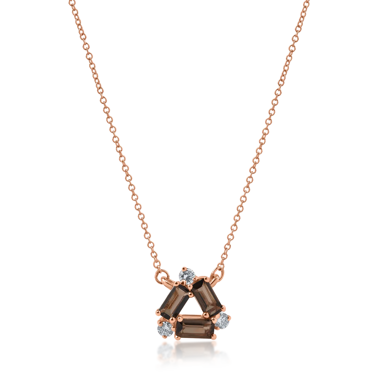 Rose gold pendant necklace with 0.31ct smoky quartz and 0.091ct diamonds-165079