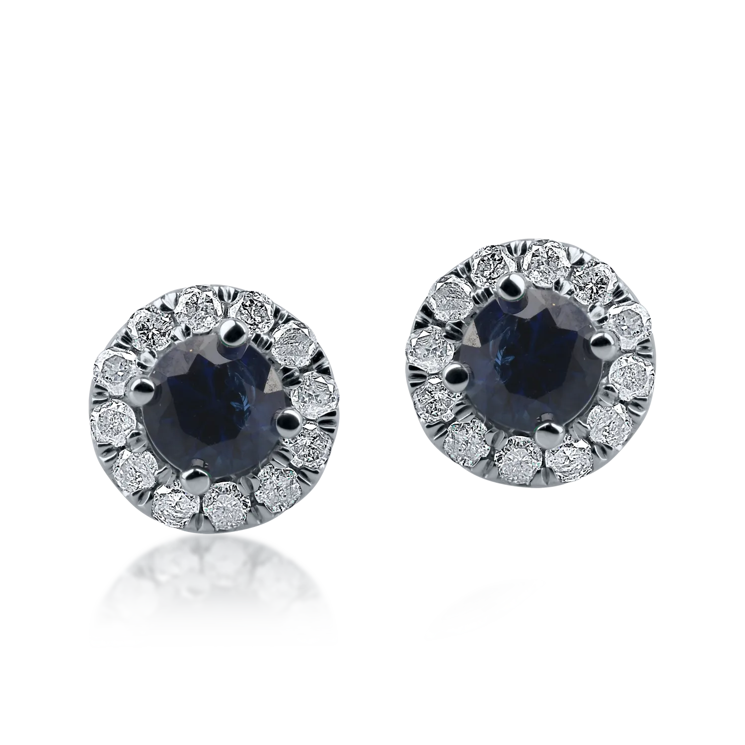 White gold earrings with 0.45ct heated sapphires and 0.19ct diamonds