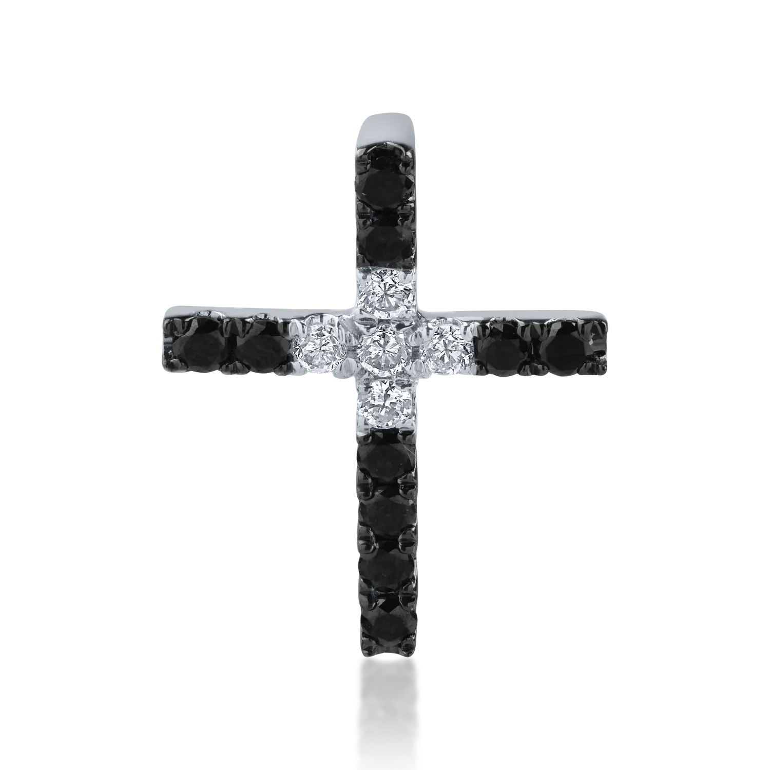 White-black gold cross pendant with 0.21ct clear diamonds and 0.09ct black diamonds