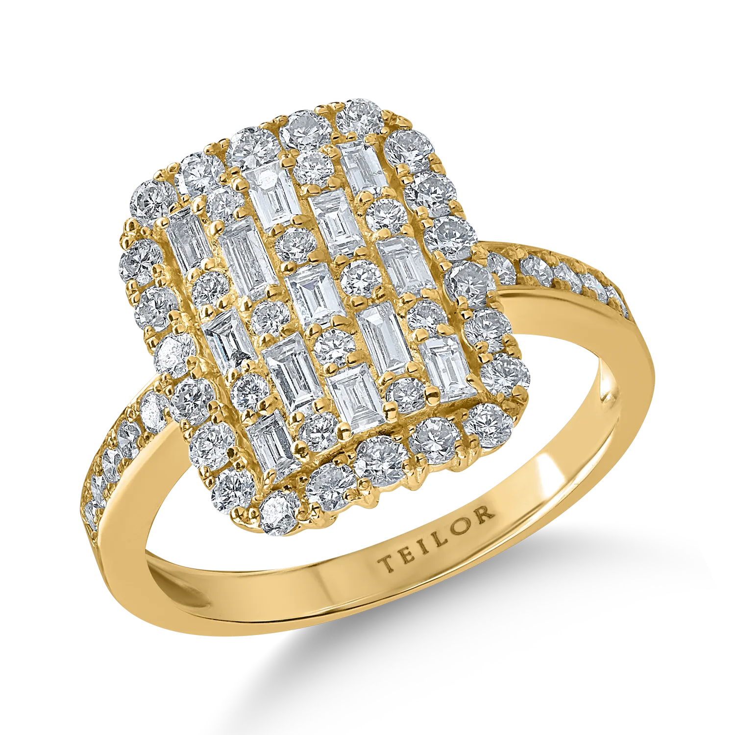 Sárga arany gyűrű 1ct gyémántokkal