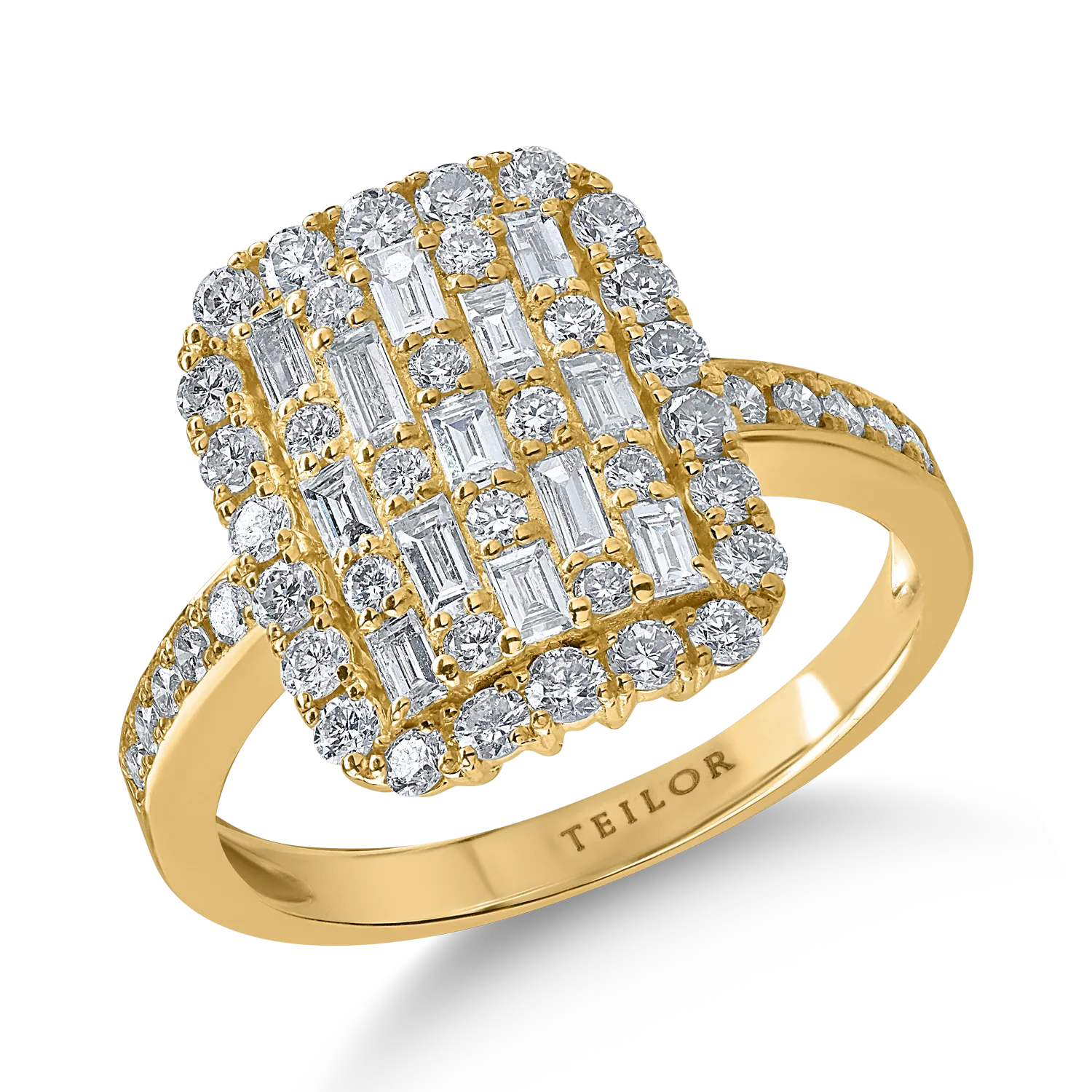 Yellow gold ring with 1ct diamonds