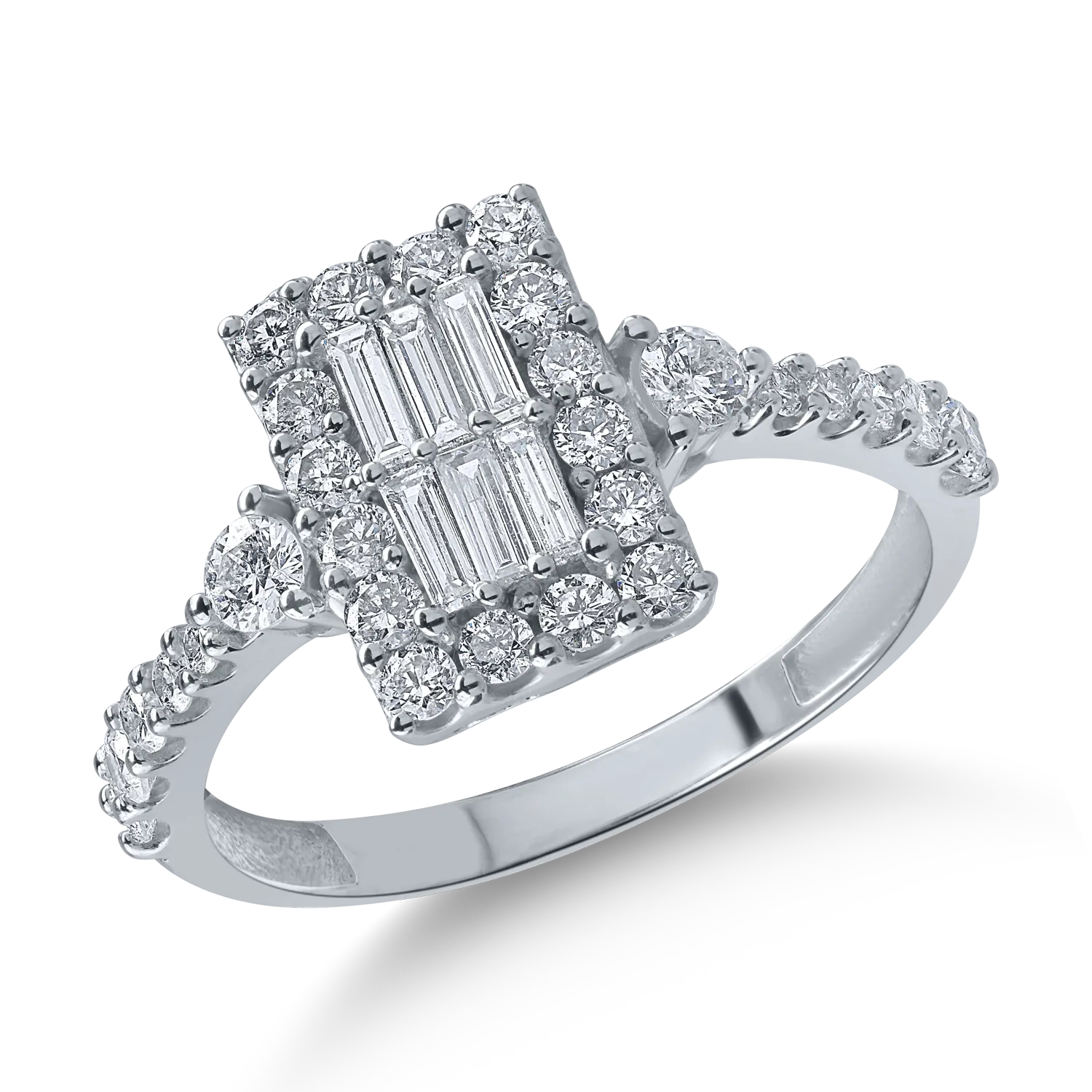 Pierścionek z białego złota z diamentami o masie 0.8ct-165123